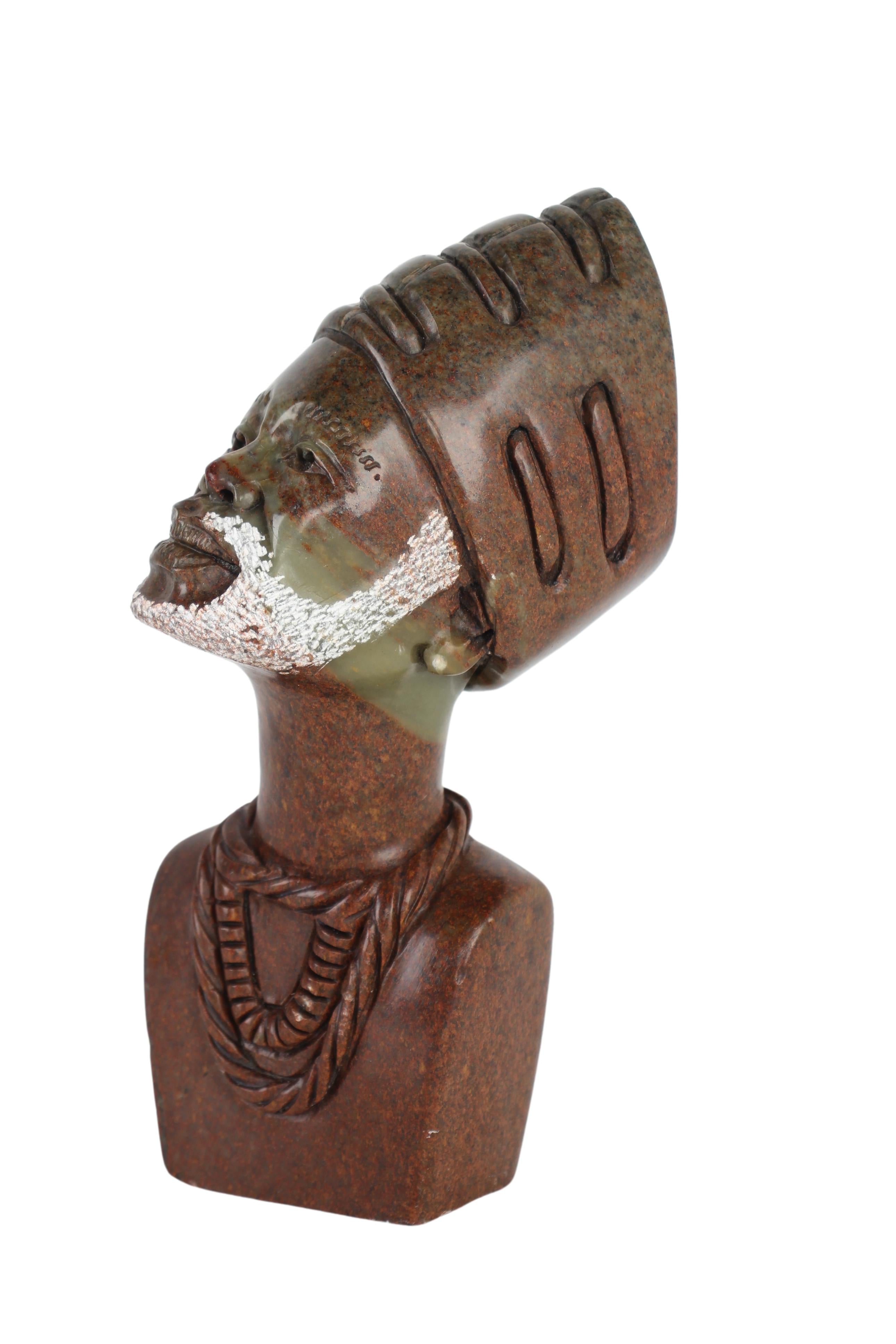 Shona Tribe Fruit Serpentine Stone Bust ~9.8" Tall (New 2024) - Shona Stone