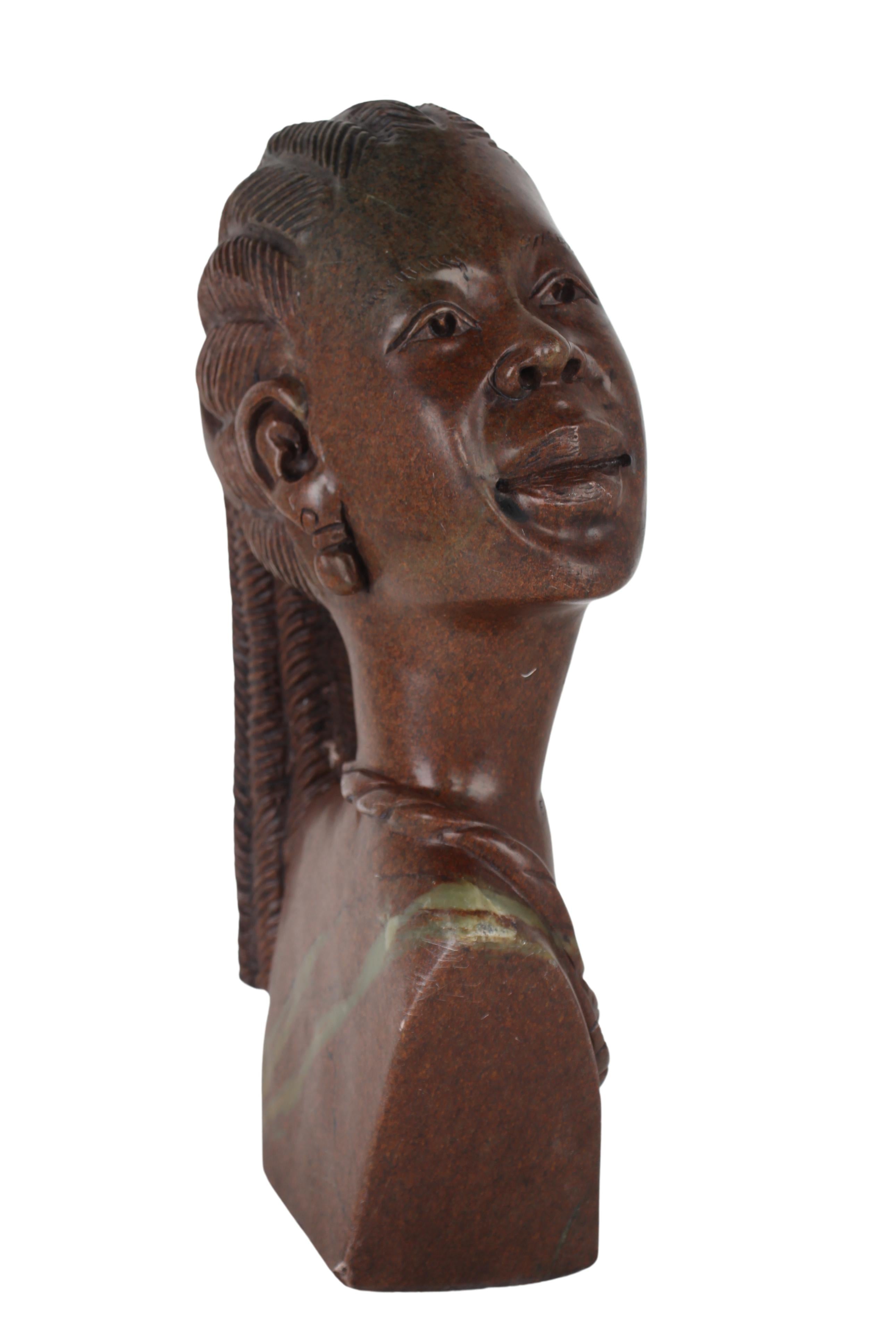 Shona Tribe Fruit Serpentine Stone Bust ~18.5" Tall (New 2024) - Shona Stone