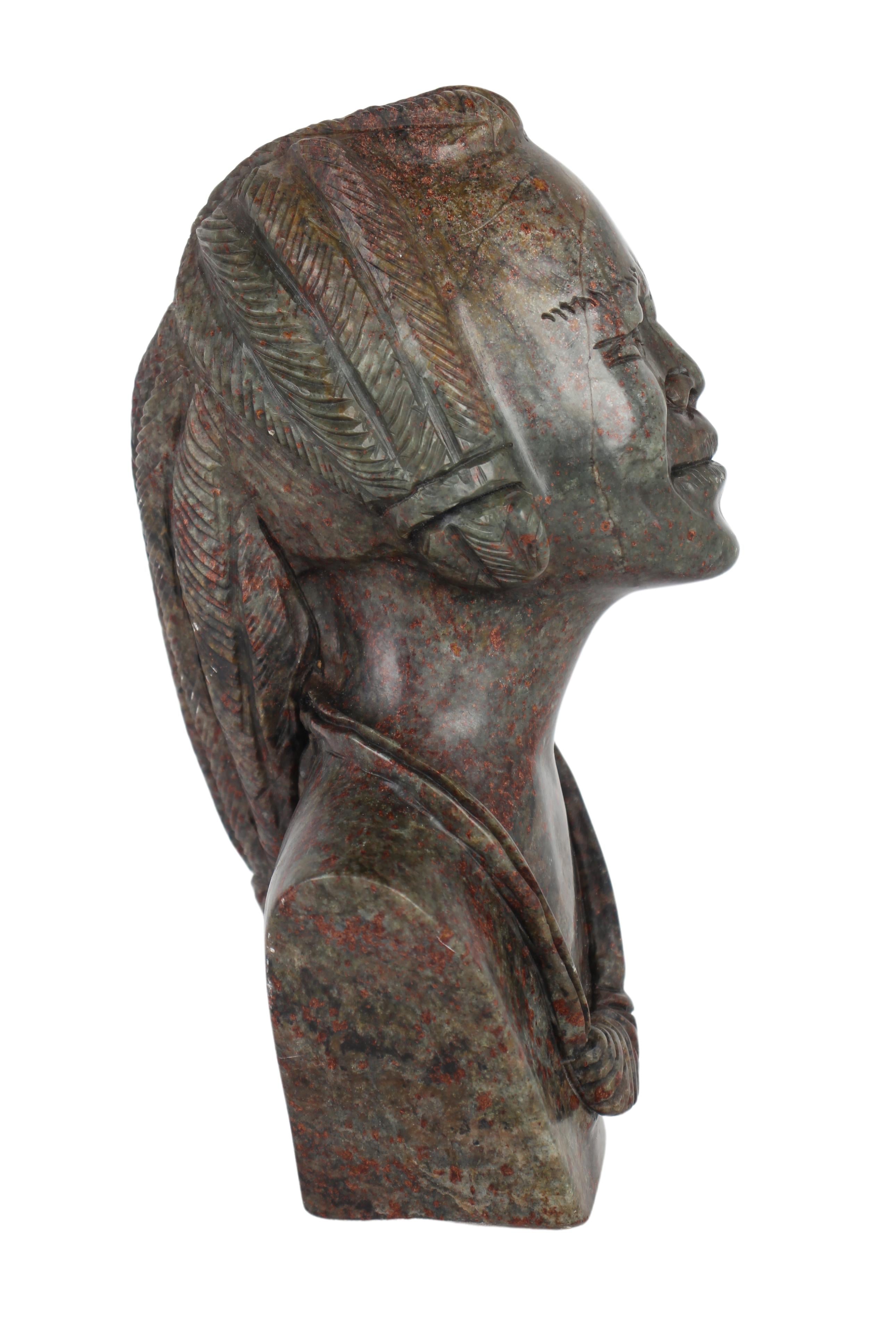 Shona Tribe Fruit Serpentine Stone Bust ~10.6" Tall (New 2024) - Shona Stone