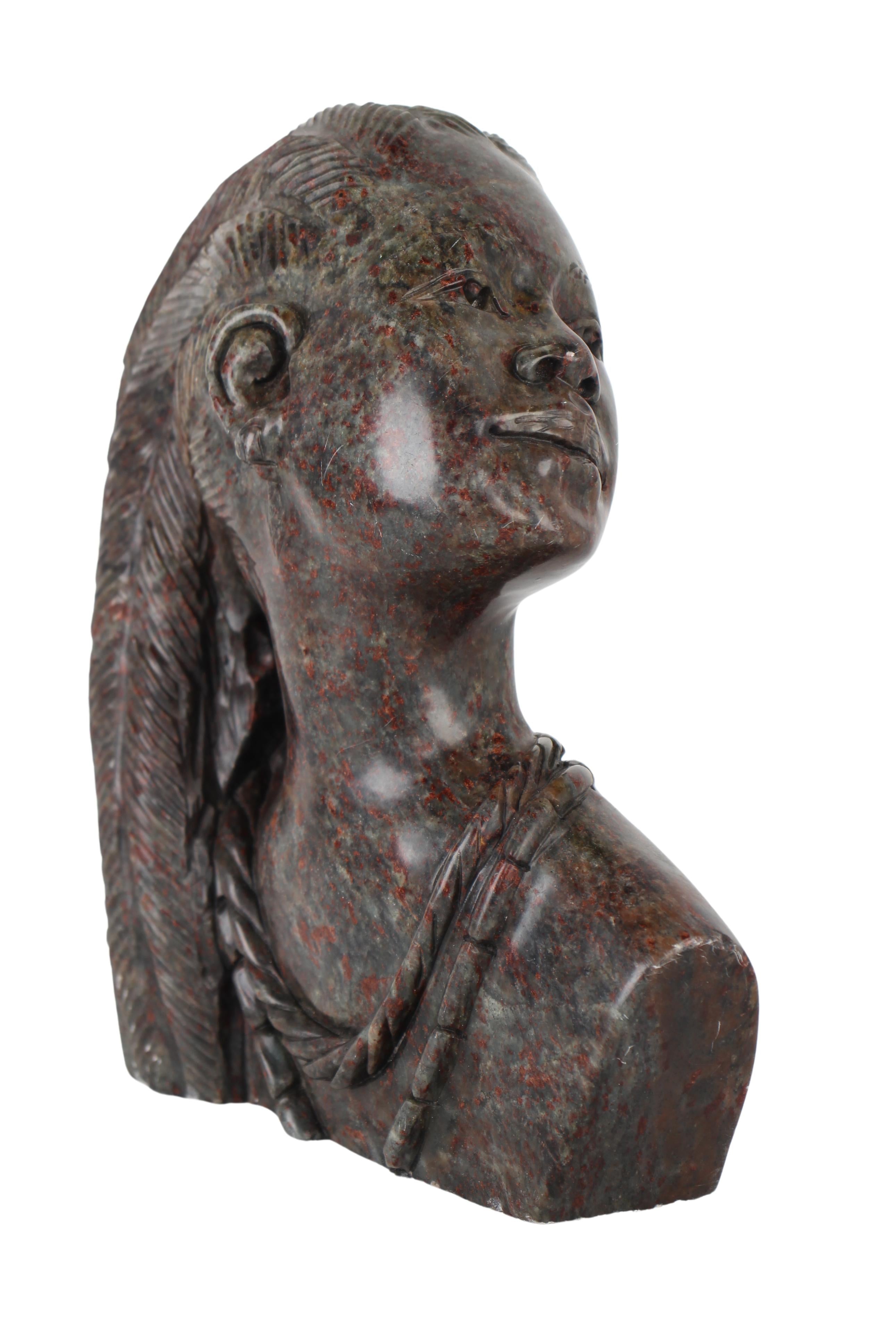 Shona Tribe Fruit Serpentine Stone Bust ~10.6" Tall (New 2024) - Shona Stone