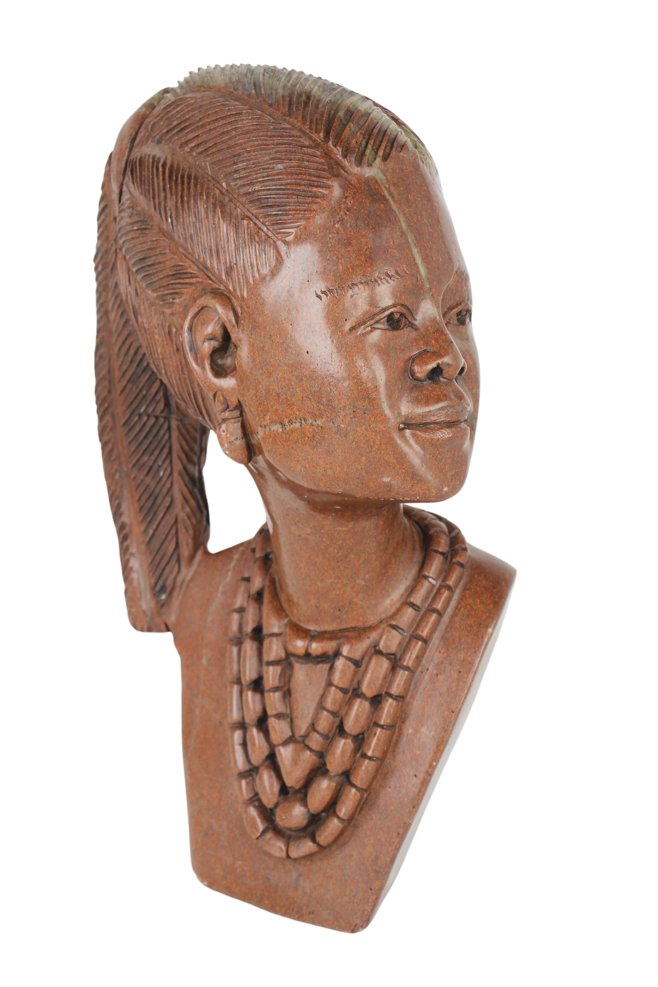 Shona Tribe Fruit Serpentine Stone Bust ~16.9" Tall (New 2024) - Shona Stone