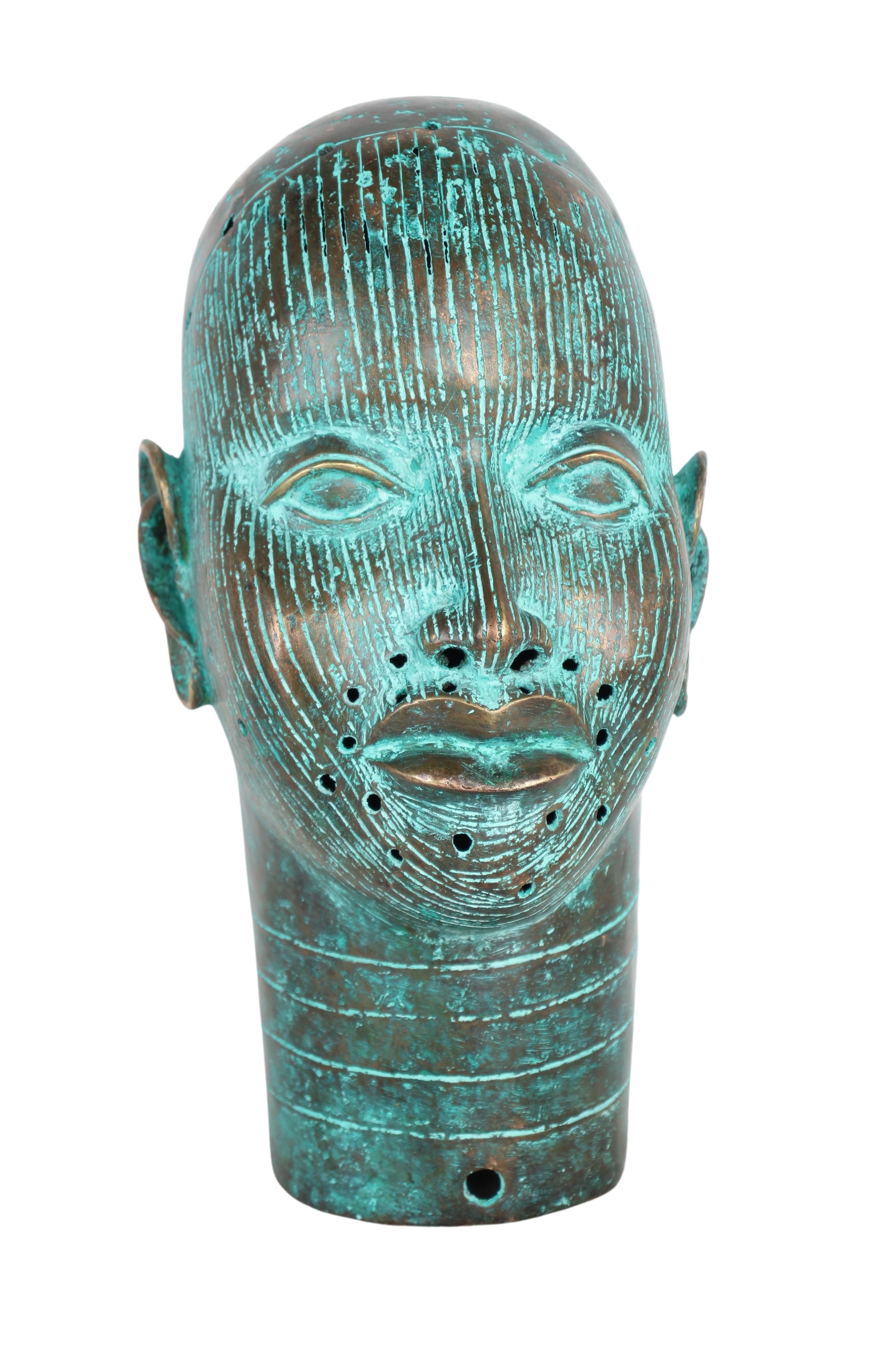 Yoruba Tribe Ife Bronze Head Sculpture ~15" Tall (New 2024) - West African Artifacts