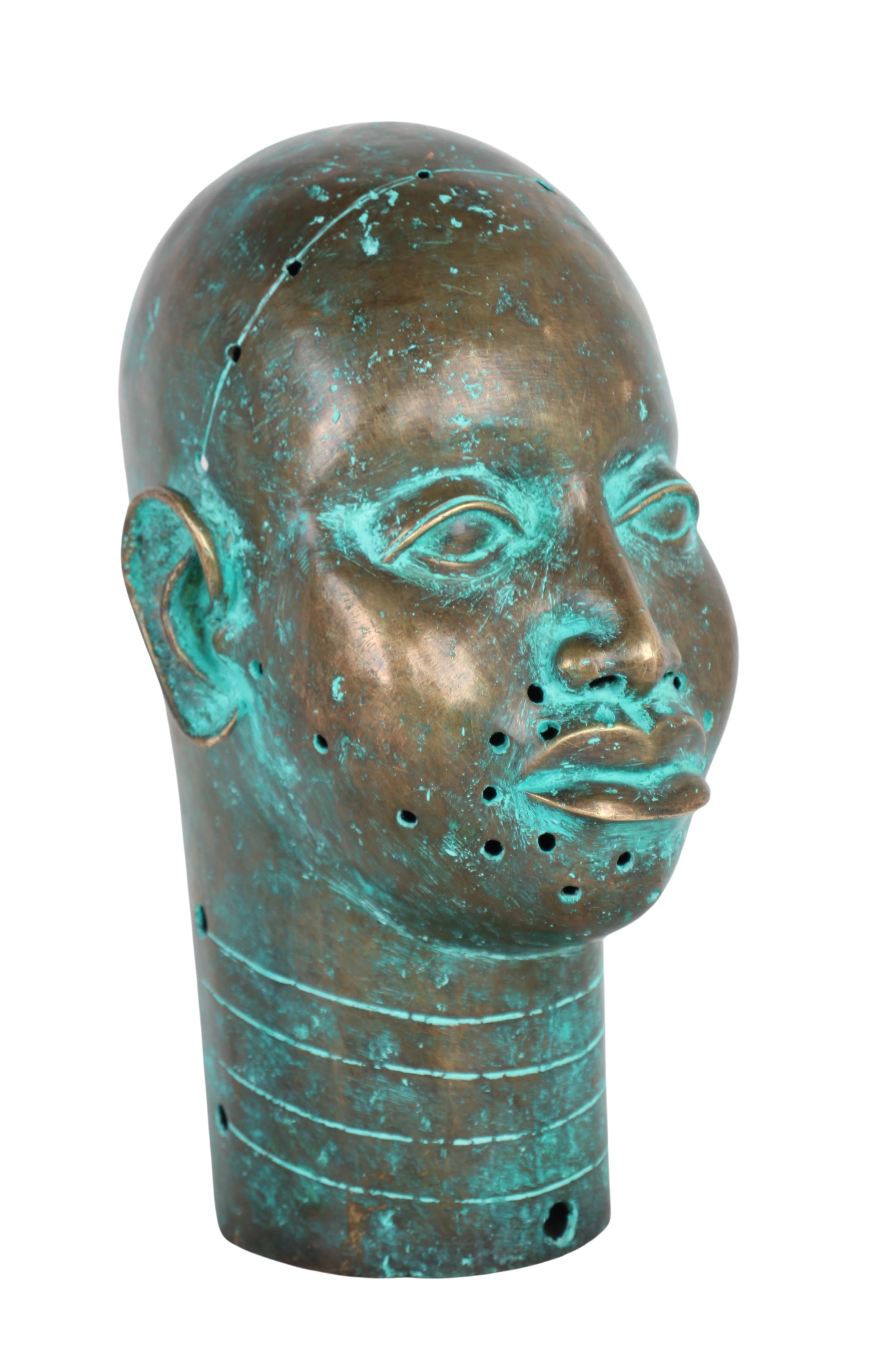 Yoruba Tribe Ife Bronze Head Sculpture ~15.7" Tall (New 2024)
