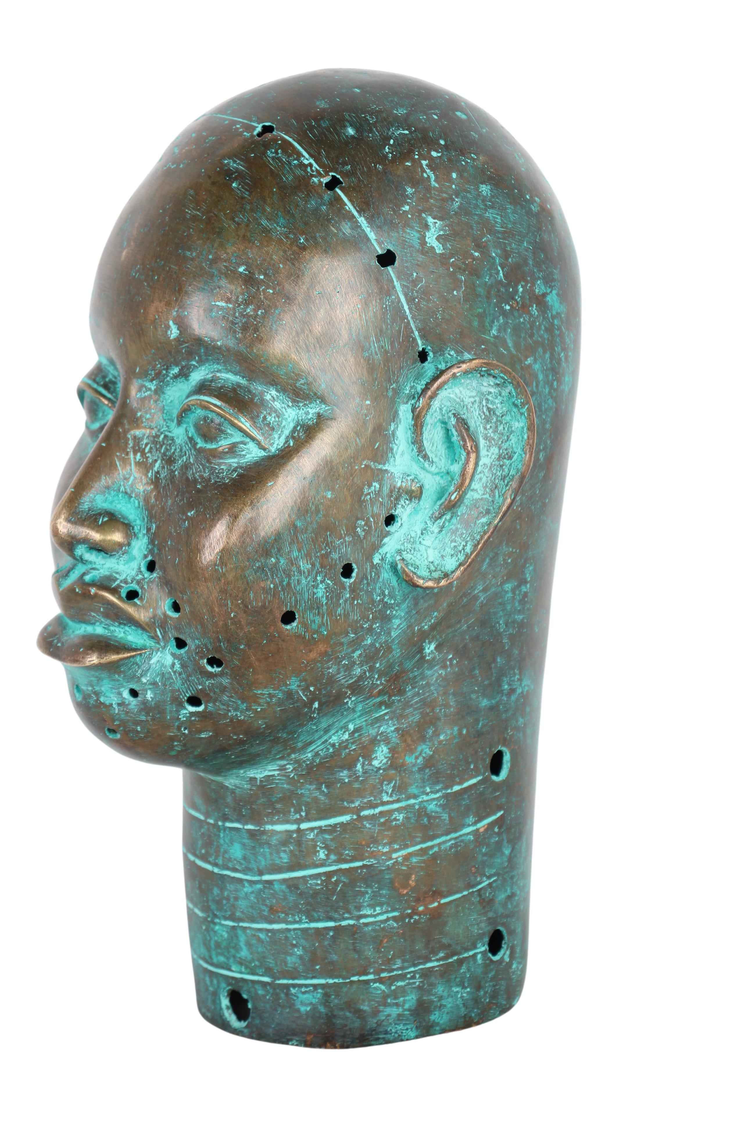 Yoruba Tribe Ife Bronze Head Sculpture ~15.7" Tall (New 2024) - West African Artifacts