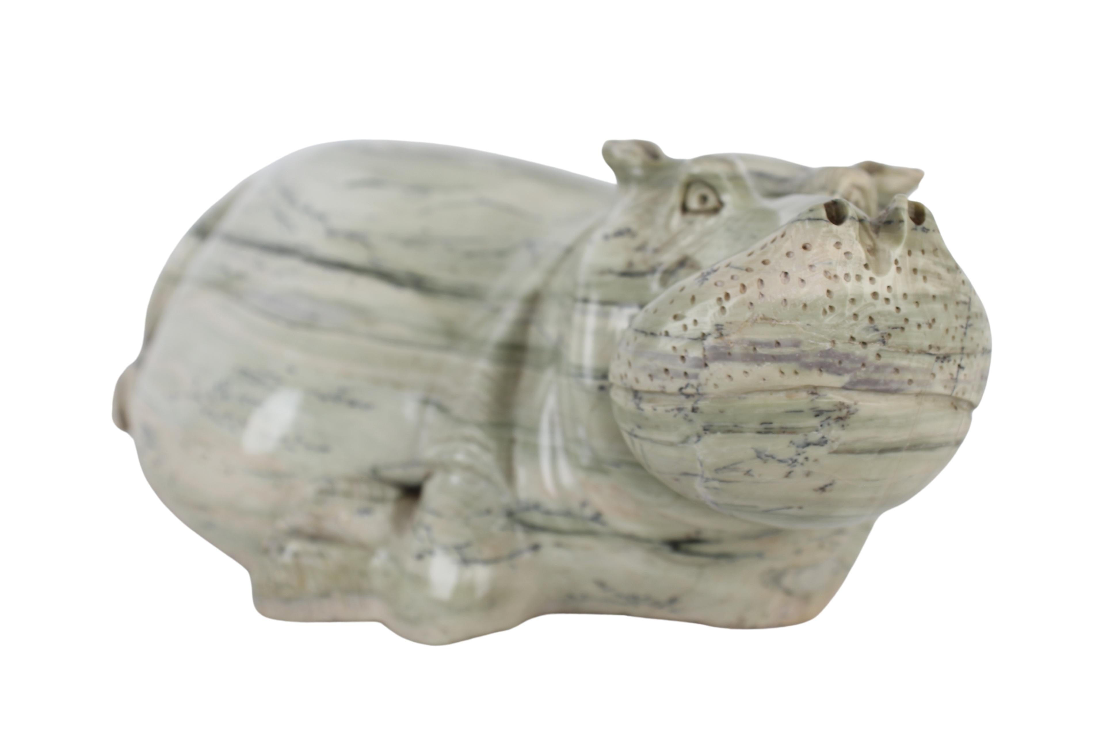 Shona Tribe Butterjade Hippo ~6.3" Tall (New 2024) - Shona Stone