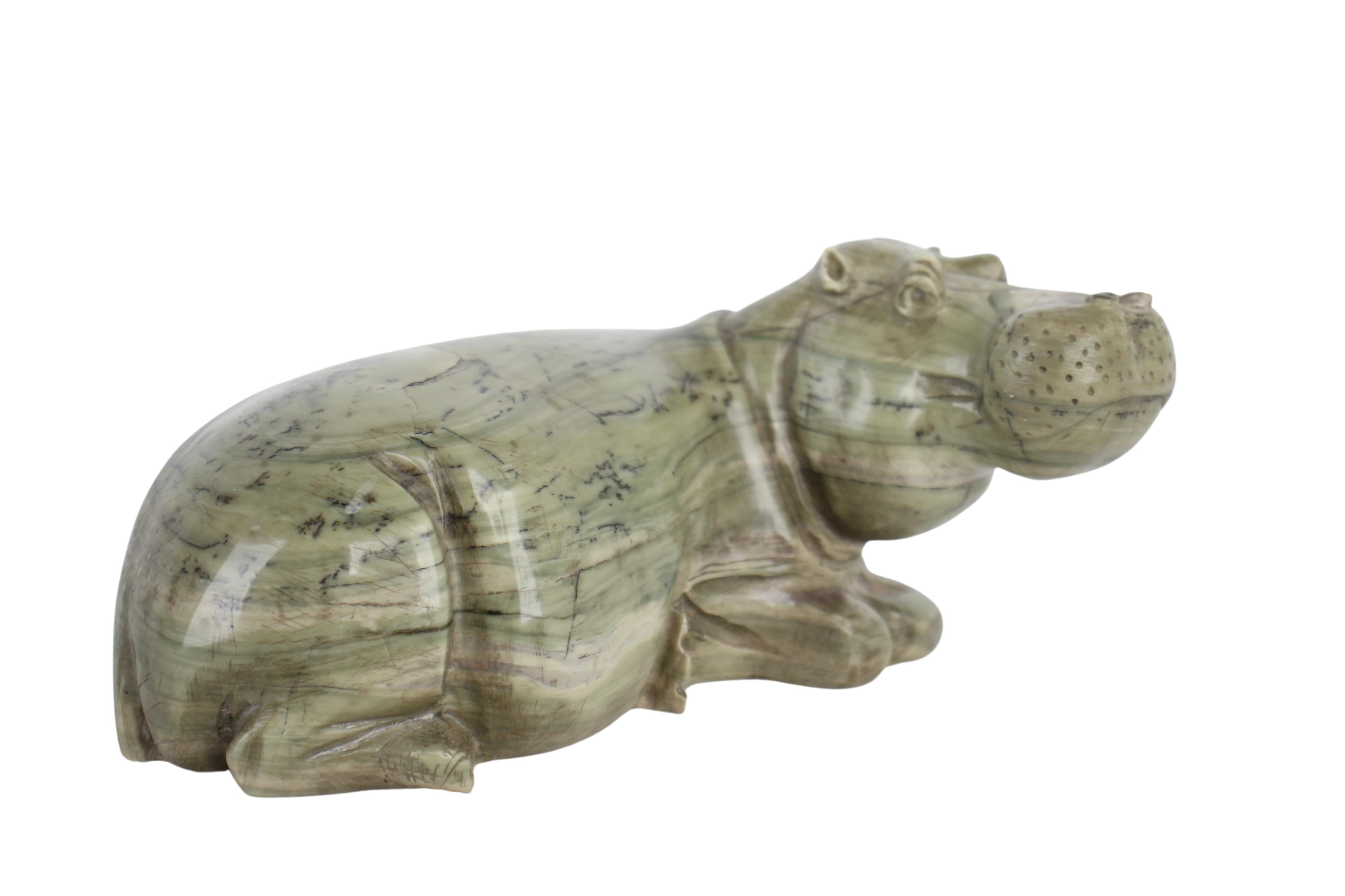 Shona Tribe Butterjade Hippo ~3.1" Tall (New 2024) - Shona Stone