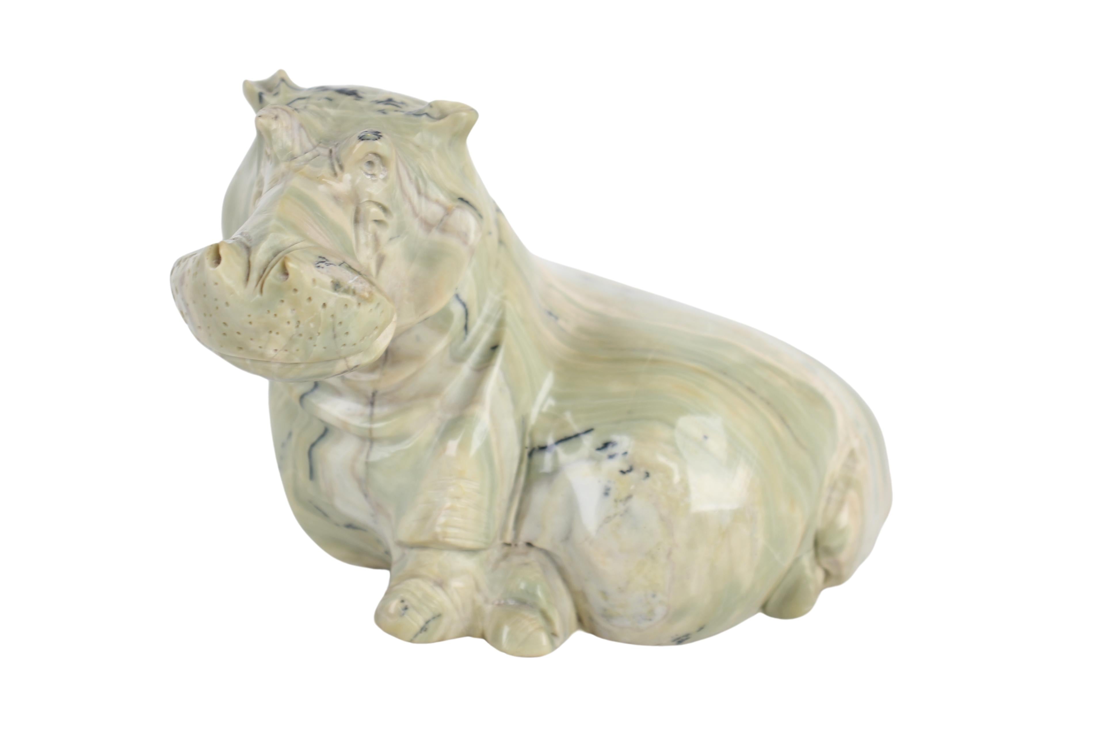 Shona Tribe Butterjade Hippo ~3.7" Tall (New 2024)