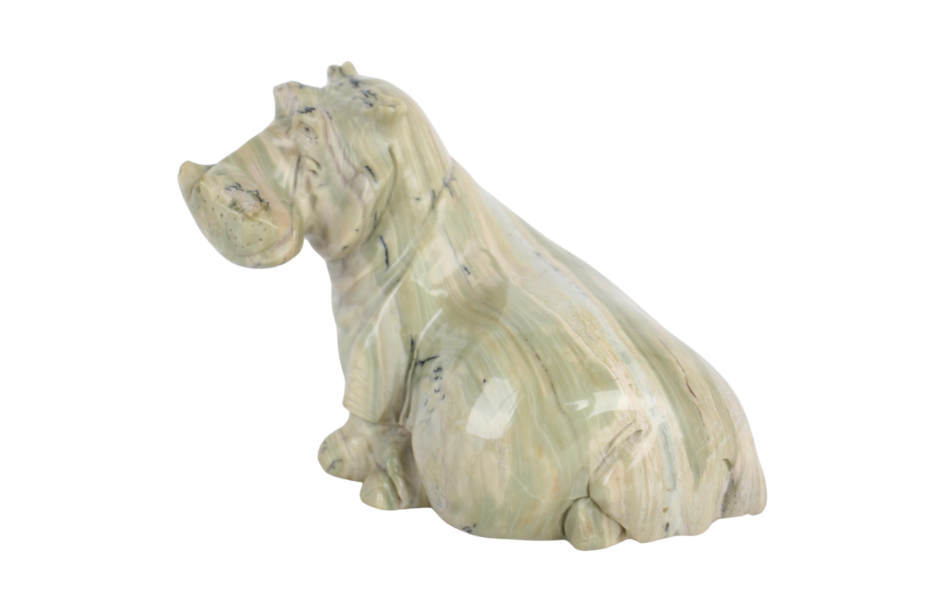 Shona Tribe Butterjade Hippo ~3.7" Tall (New 2024) - Shona Stone