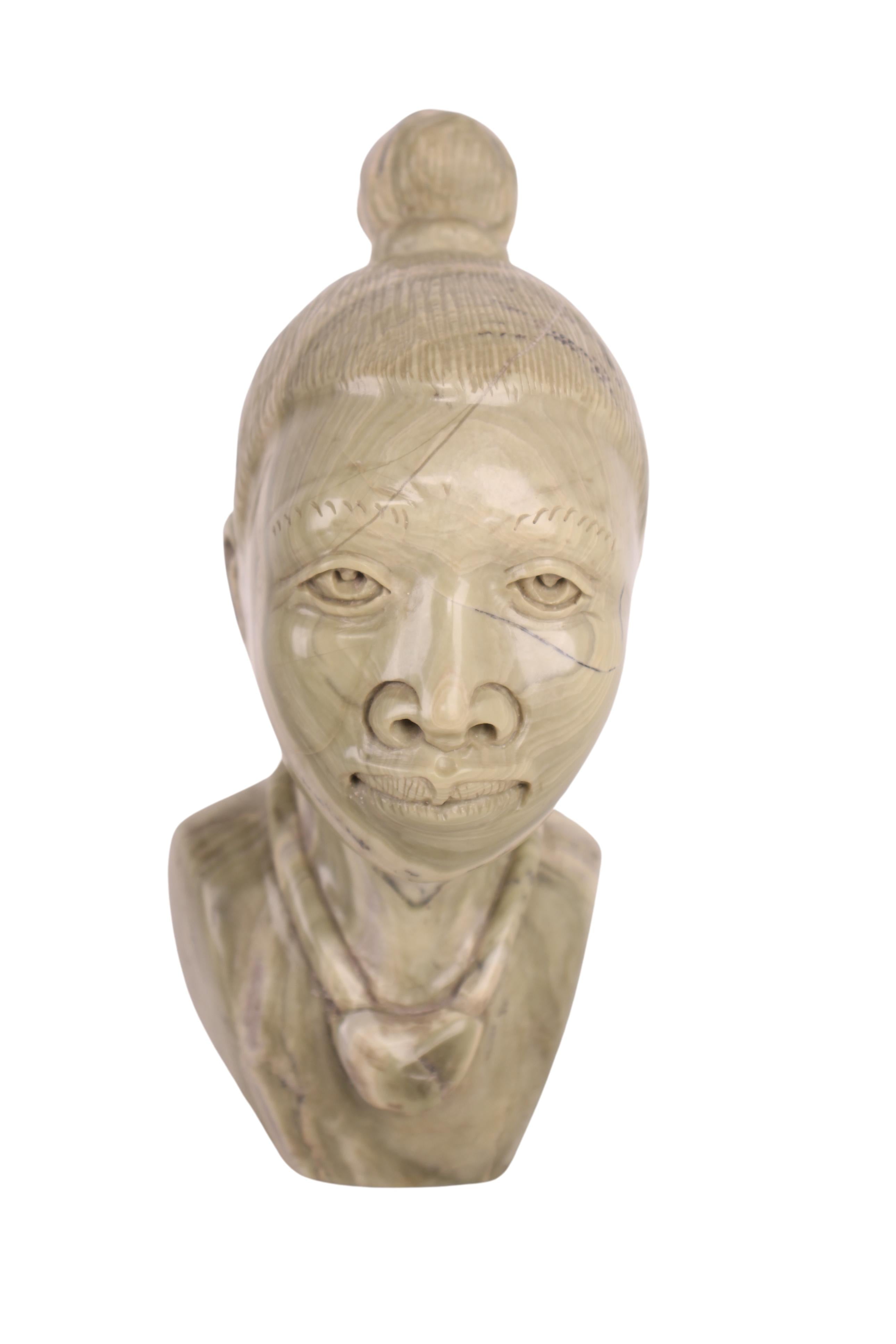 Shona Tribe Butter Jade Bust ~9.1" Tall (New 2024)