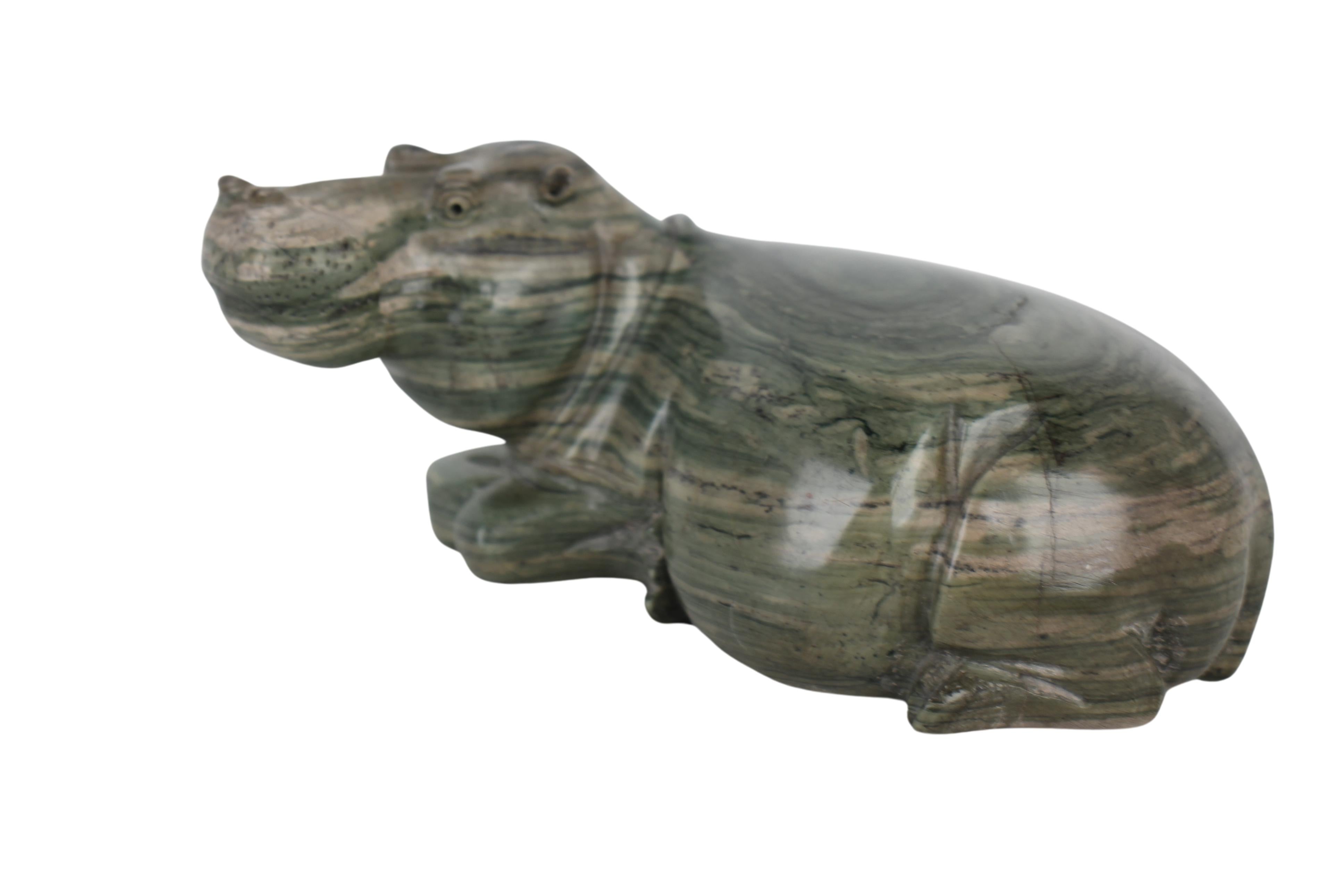 Shona Tribe Butterjade Hippo ~3.1" Tall (New 2024) - Shona Stone