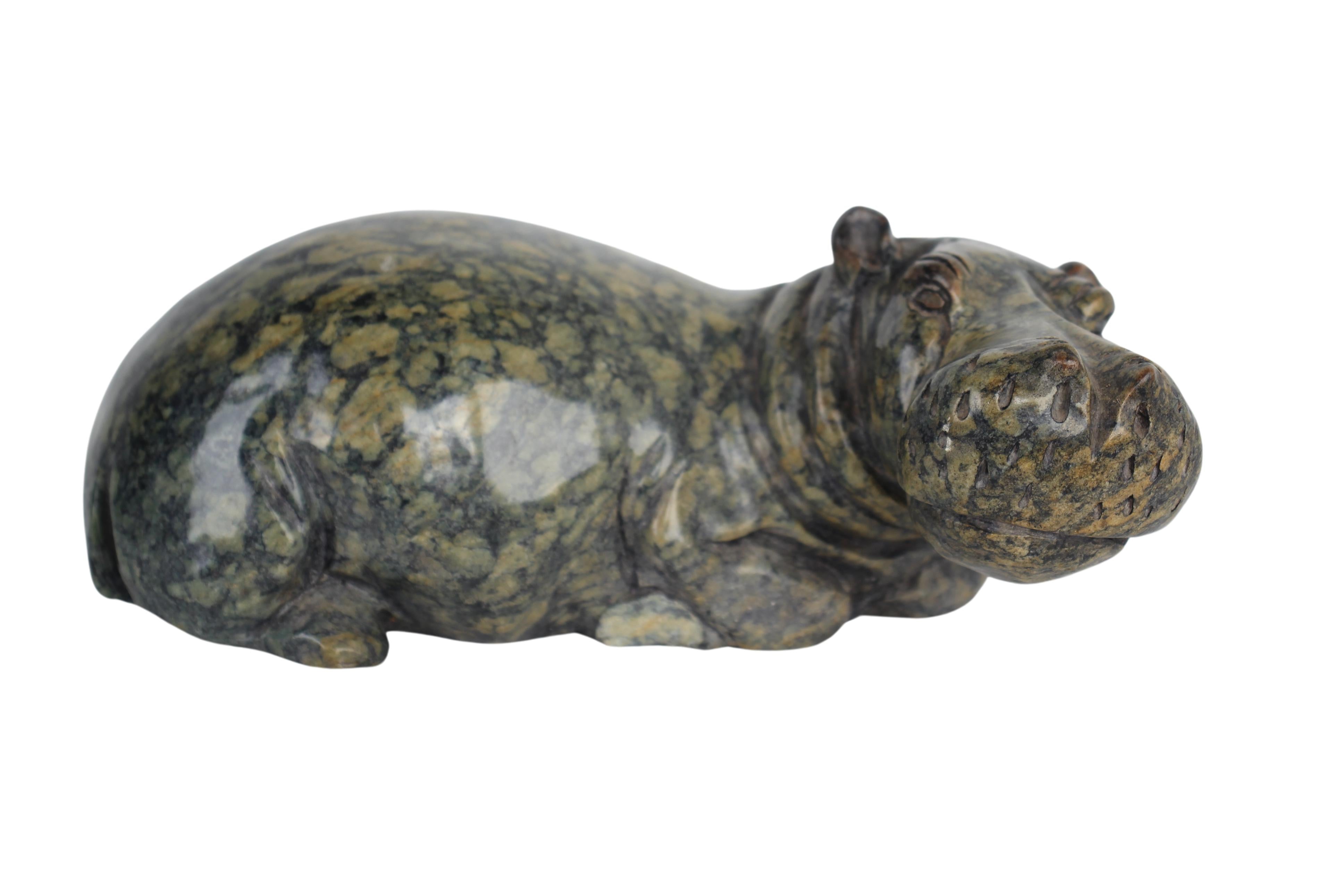 Shona Tribe Fruit Serpentine Stone Hippo ~2.8" Tall (New 2024)