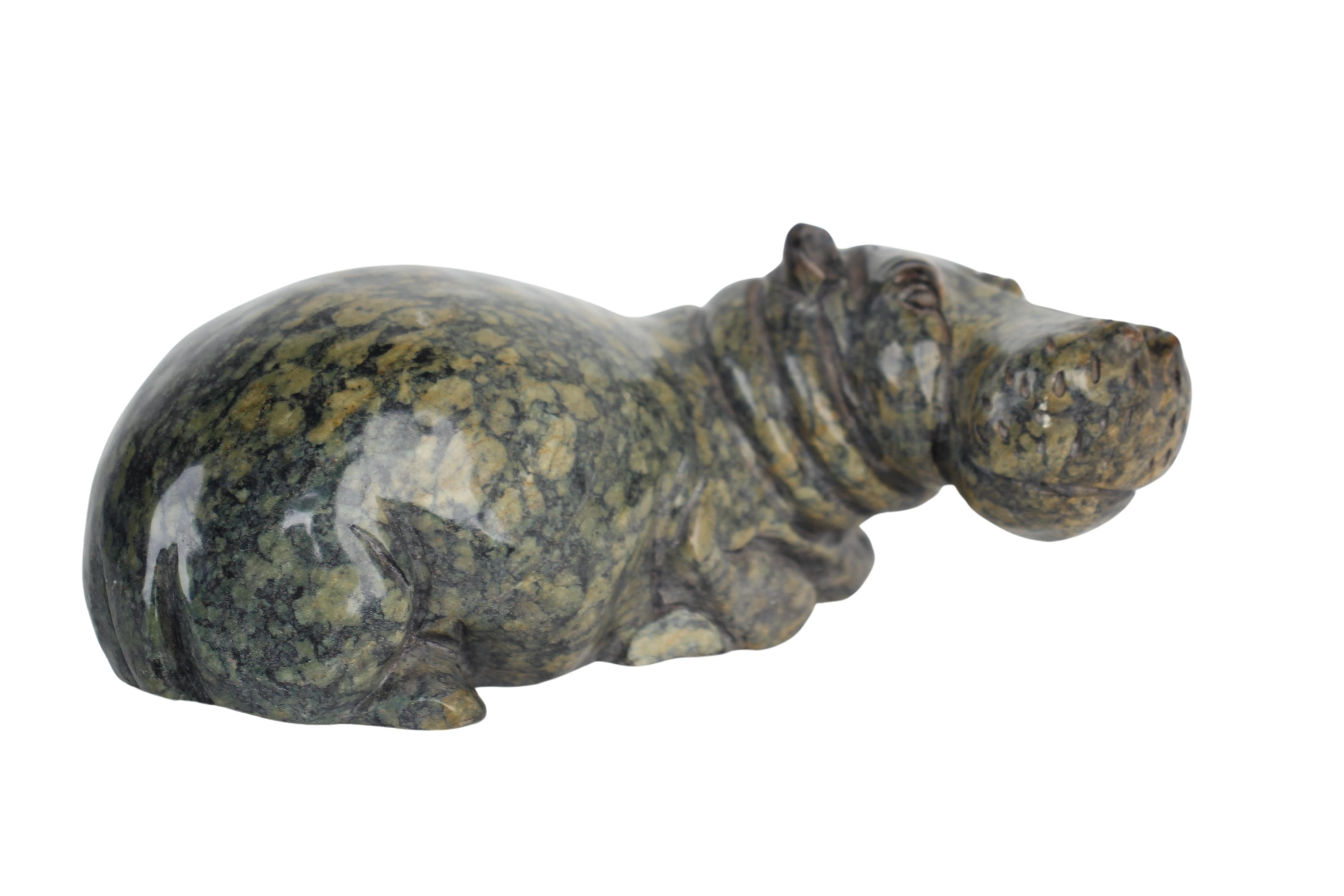 Shona Tribe Fruit Serpentine Stone Hippo ~2.8" Tall (New 2024) - Shona Stone