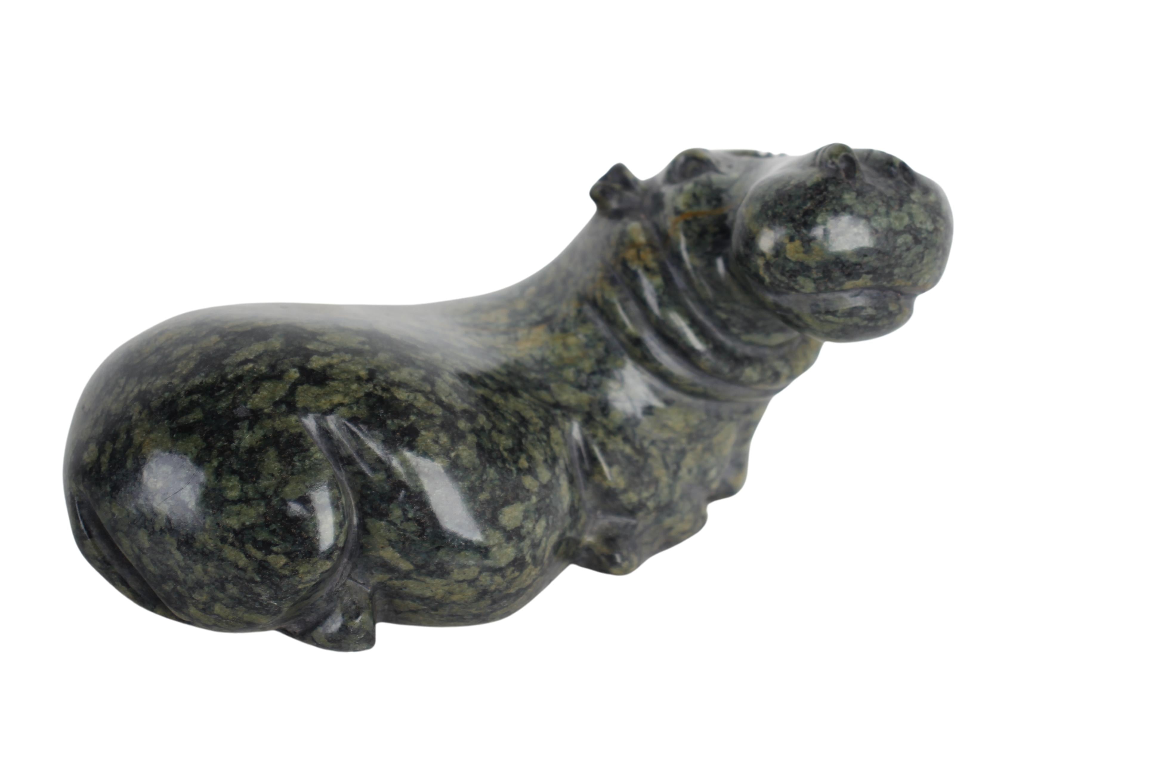 Shona Tribe Fruit Serpentine Stone Hippo ~3.1" Tall (New 2024)