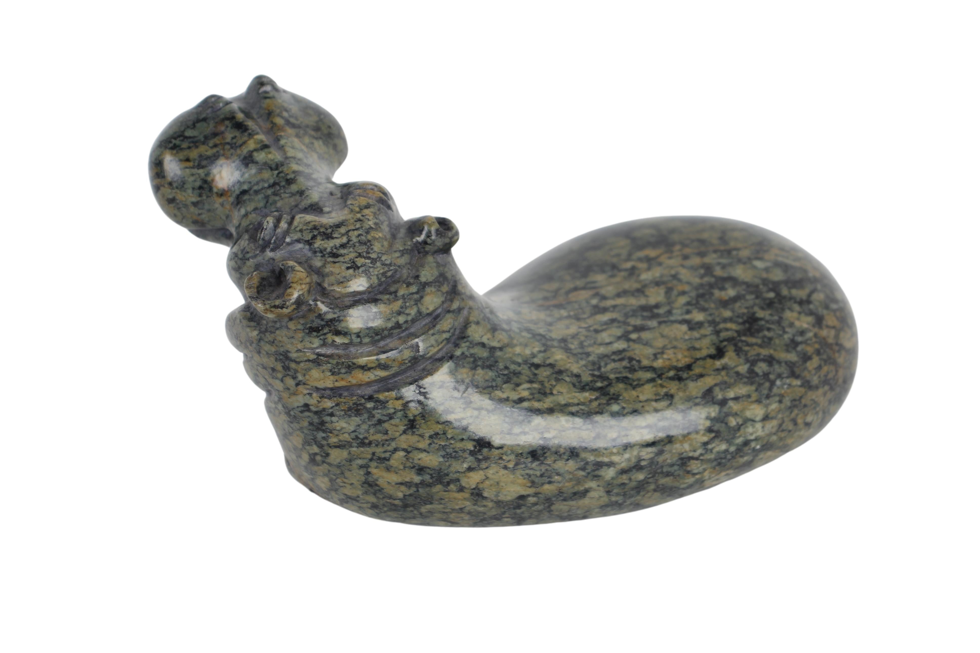 Shona Tribe Fruit Serpentine Stone Hippo ~3.1" Tall (New 2024)