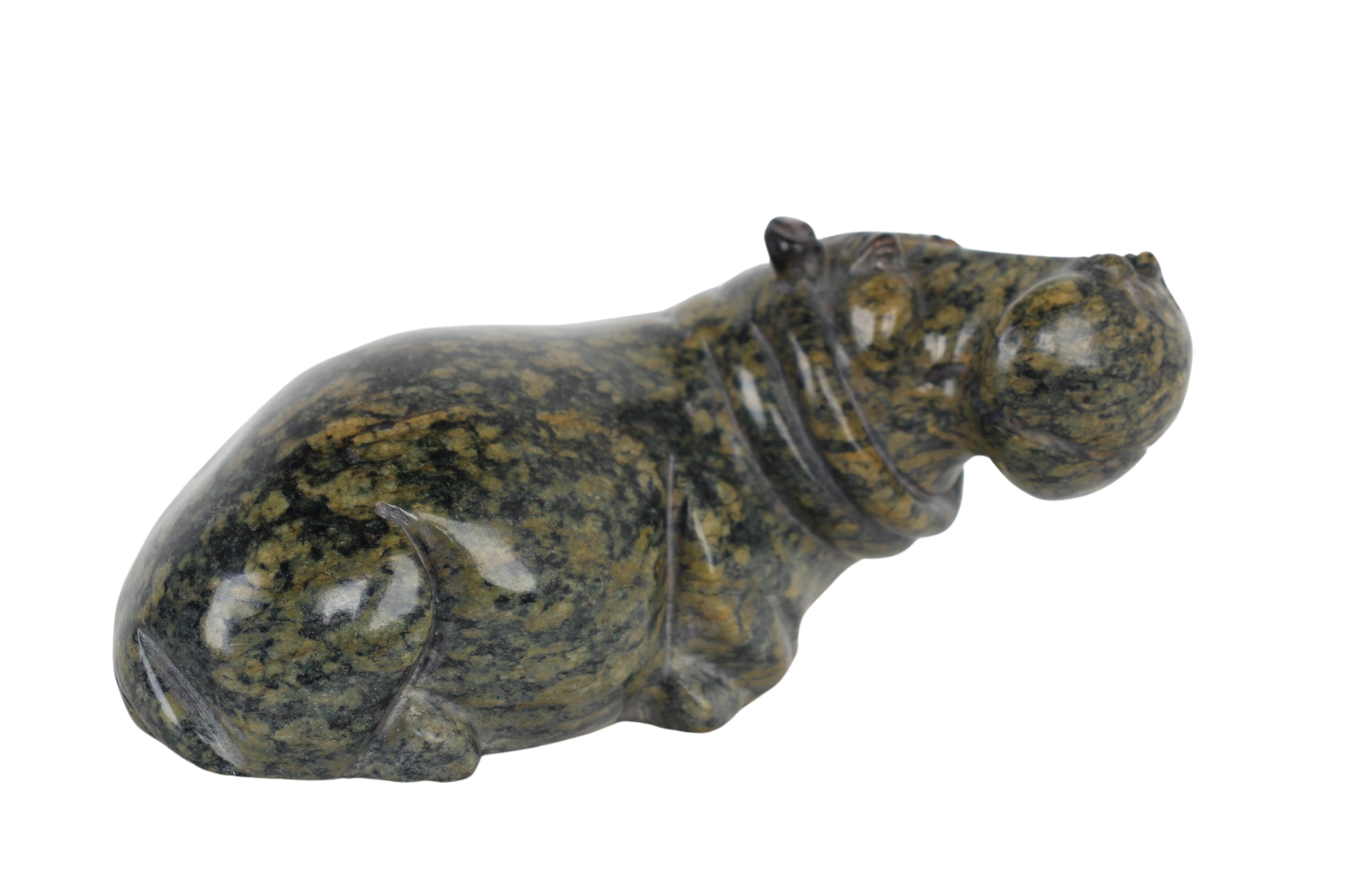 Shona Tribe Fruit Serpentine Stone Hippo ~3.5" Tall (New 2024)