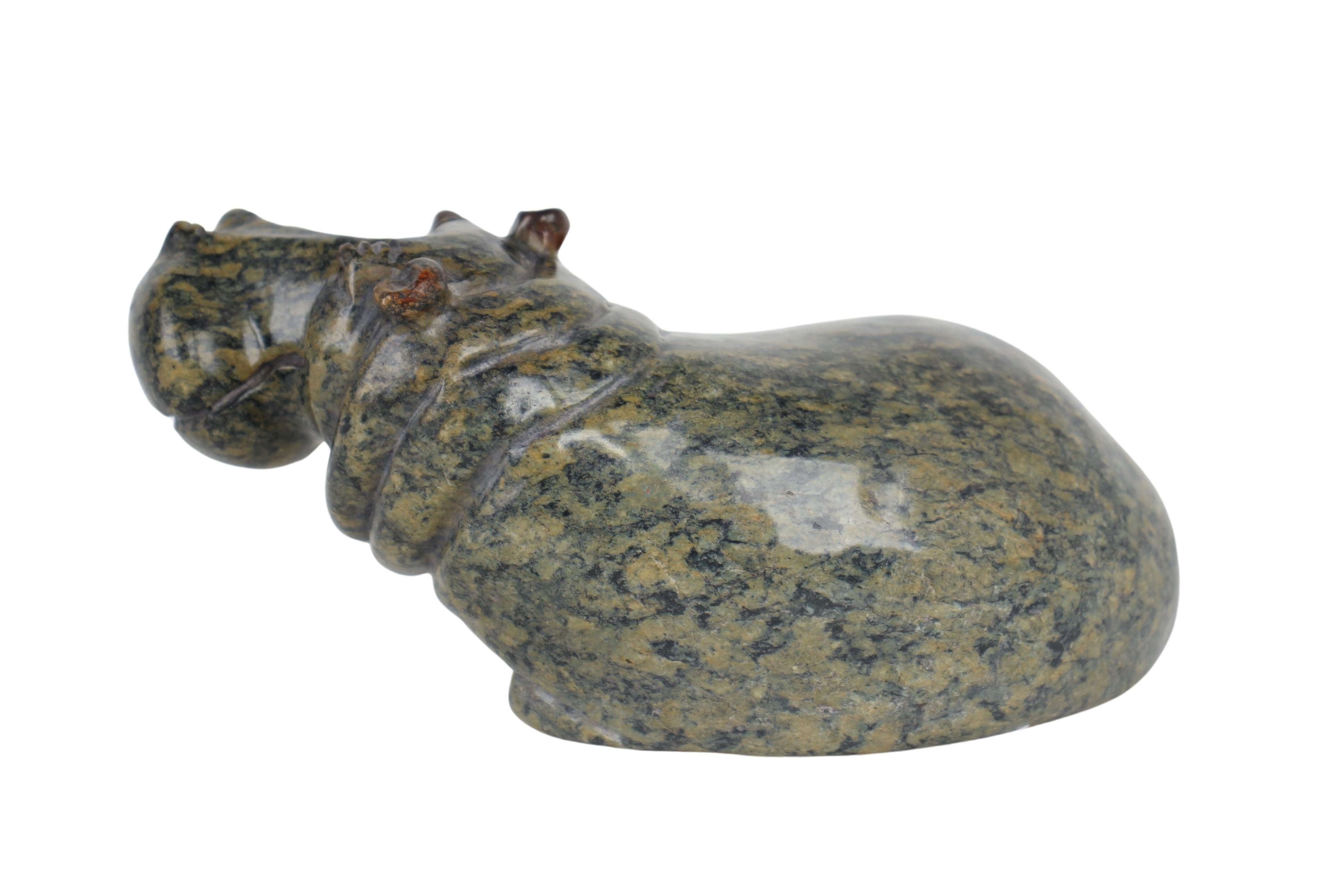 Shona Tribe Fruit Serpentine Stone Hippo ~3.5" Tall (New 2024)