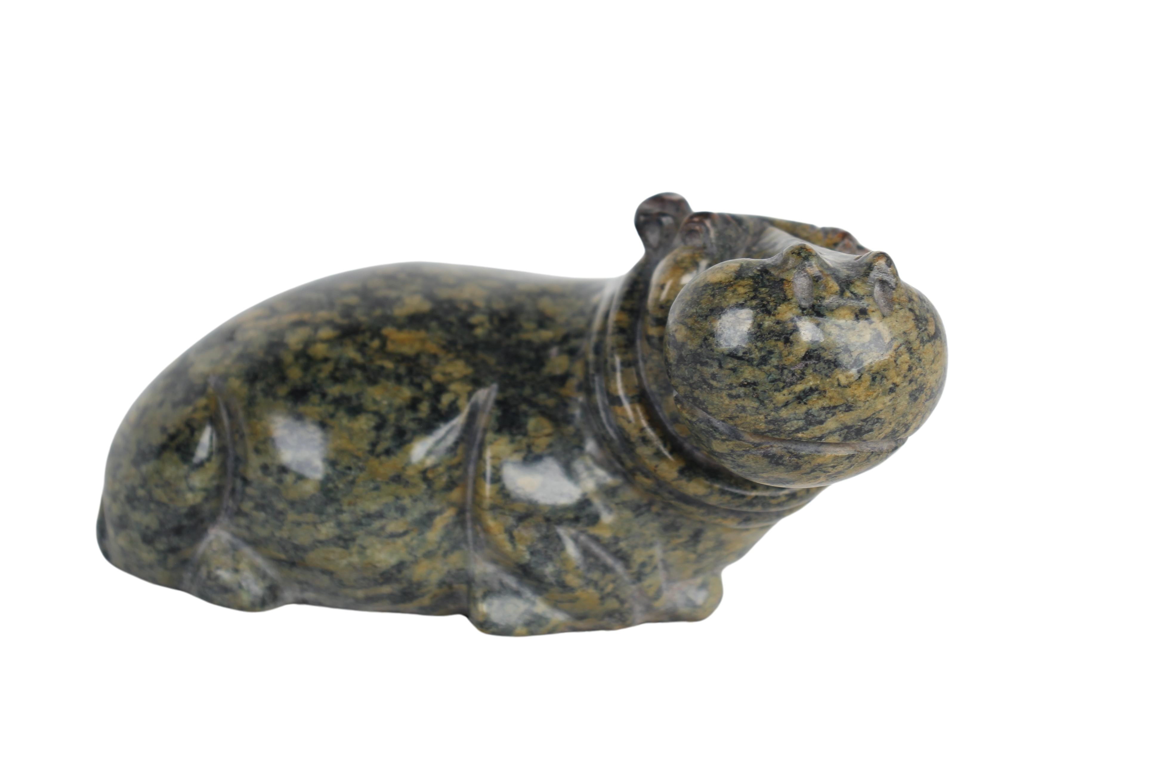 Shona Tribe Fruit Serpentine Stone Hippo ~3.5" Tall (New 2024) - Shona Stone