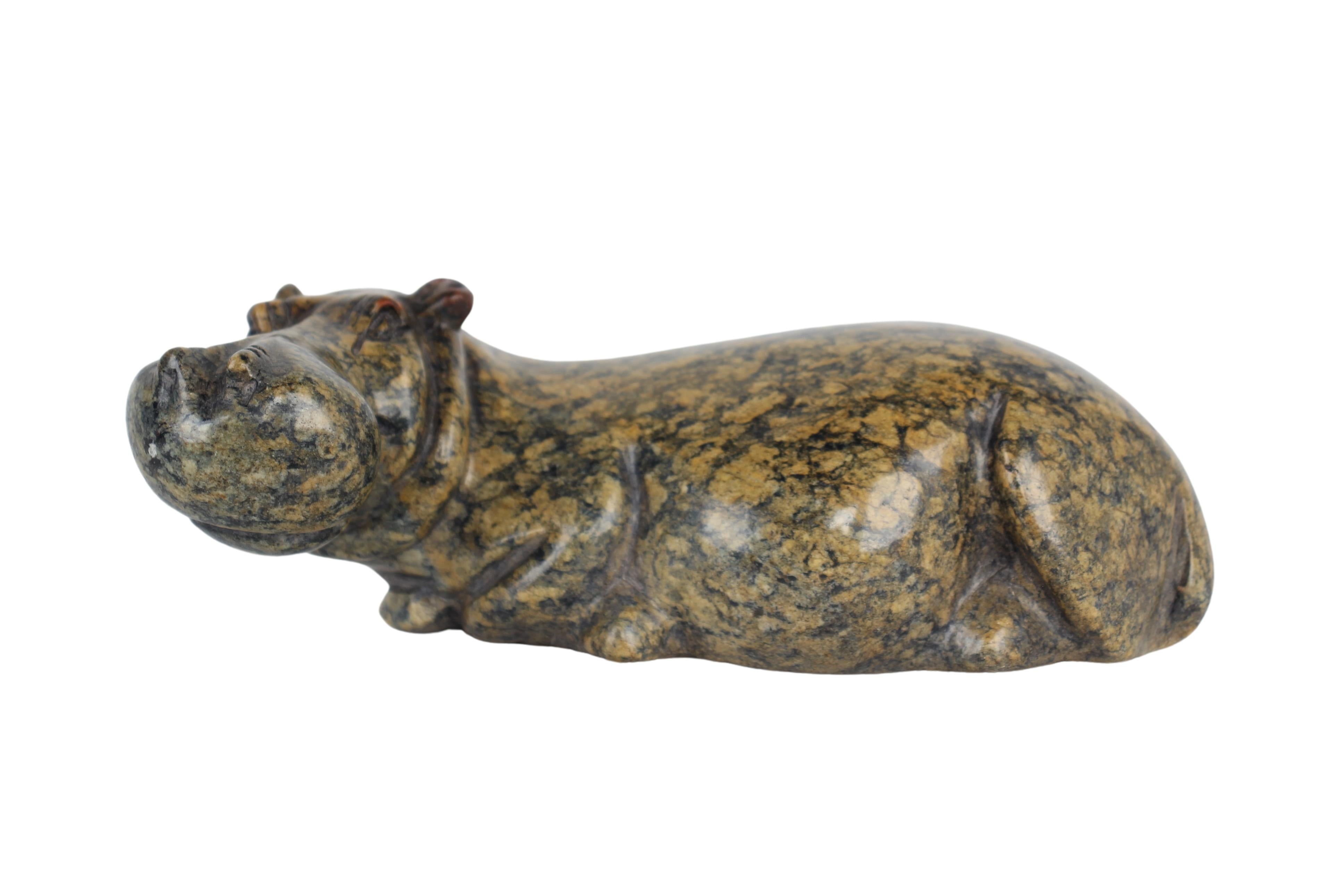 Shona Tribe Fruit Serpentine Stone Hippo ~3.1" Tall (New 2024) - Shona Stone