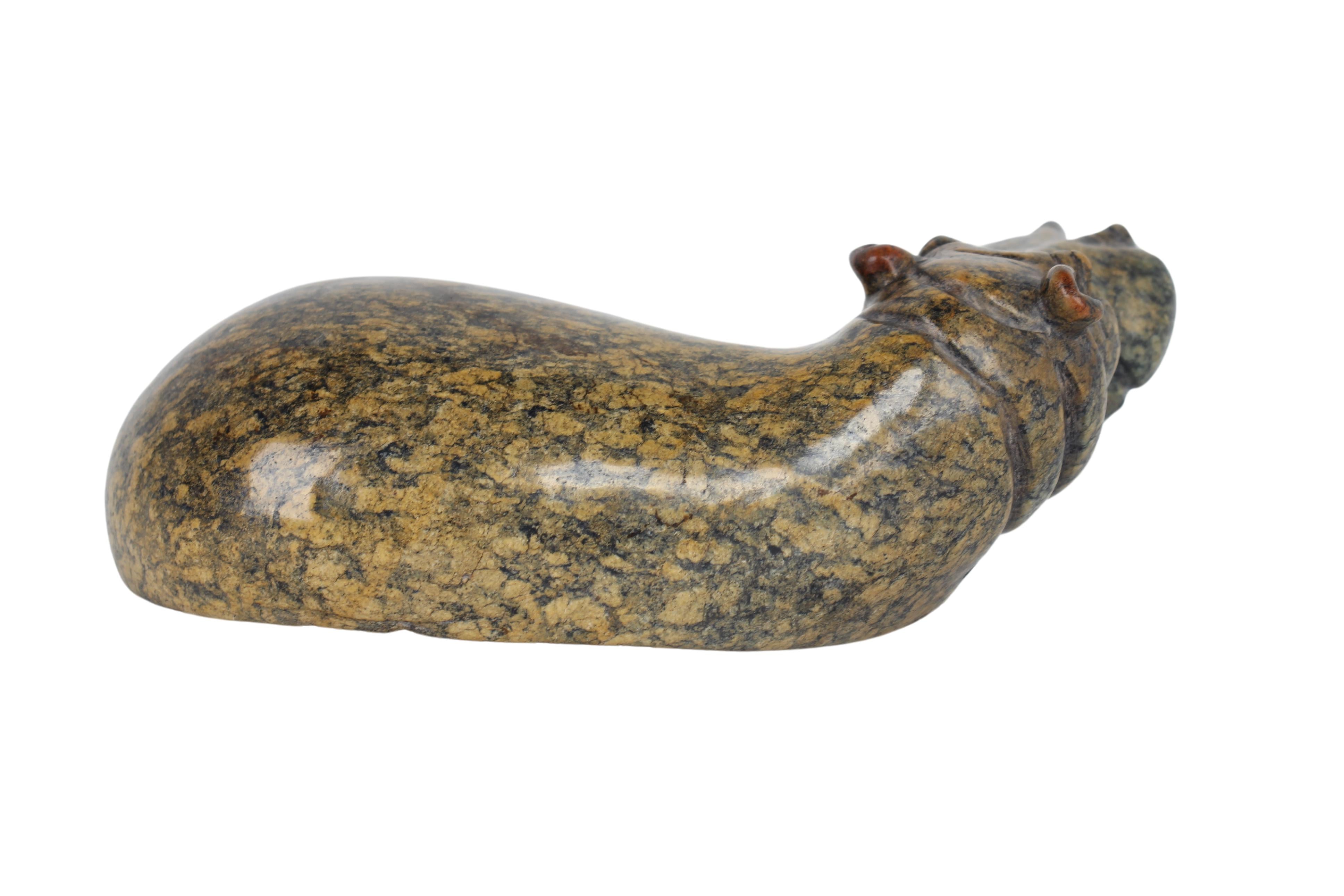 Shona Tribe Fruit Serpentine Stone Hippo ~3.1" Tall (New 2024)