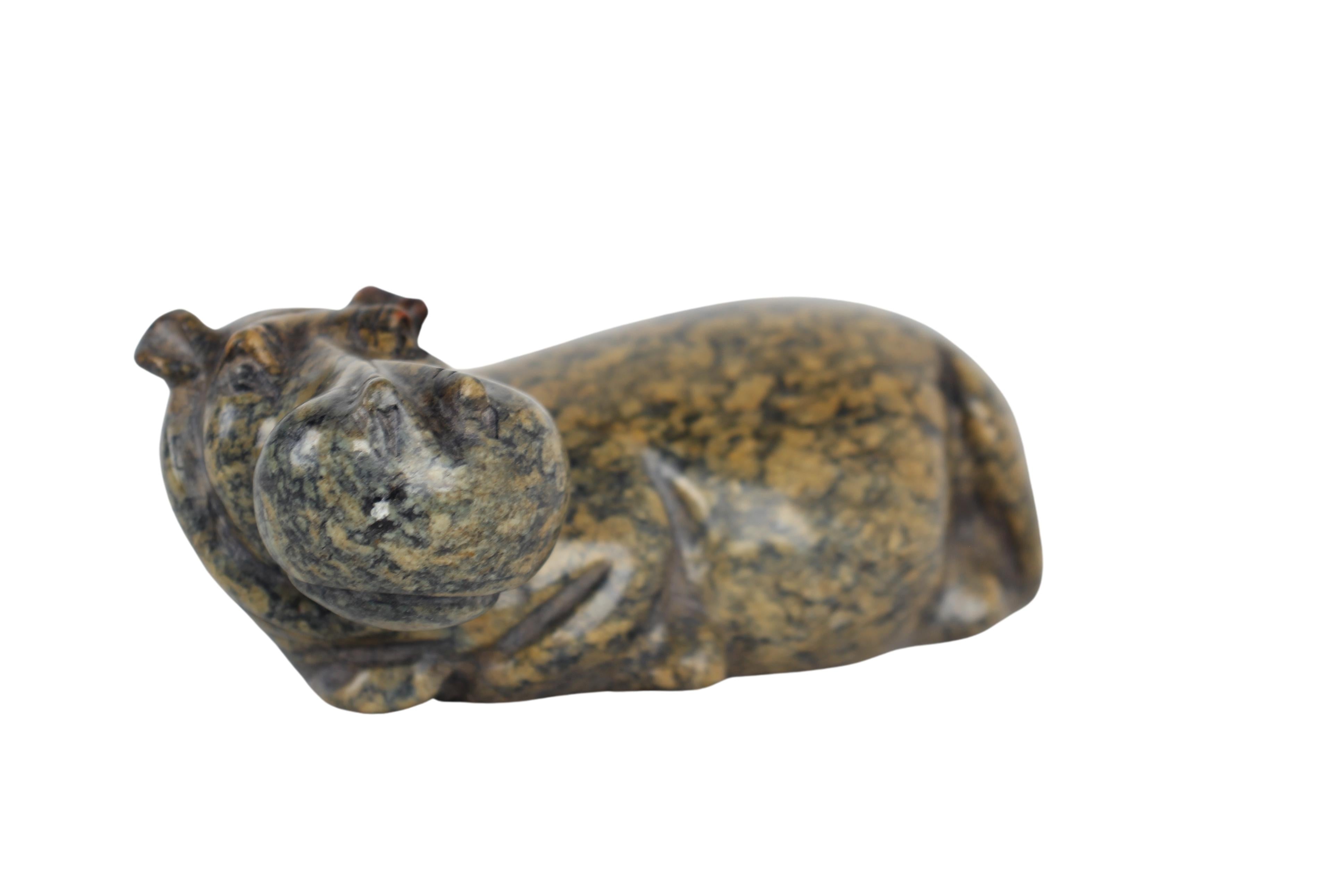 Shona Tribe Fruit Serpentine Stone Hippo ~3.1" Tall (New 2024) - Shona Stone