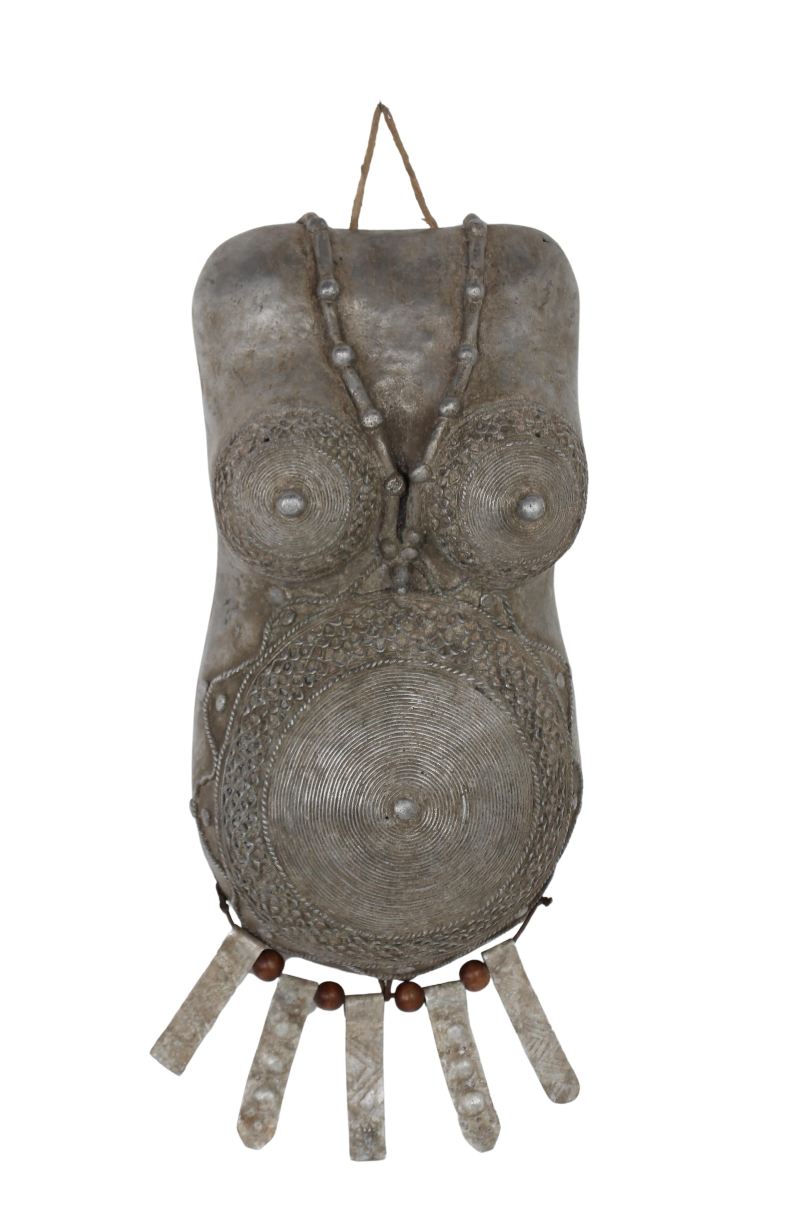 Bamileke Tribe Female Metal Body Mask ~17.8" Tall (New 2024)