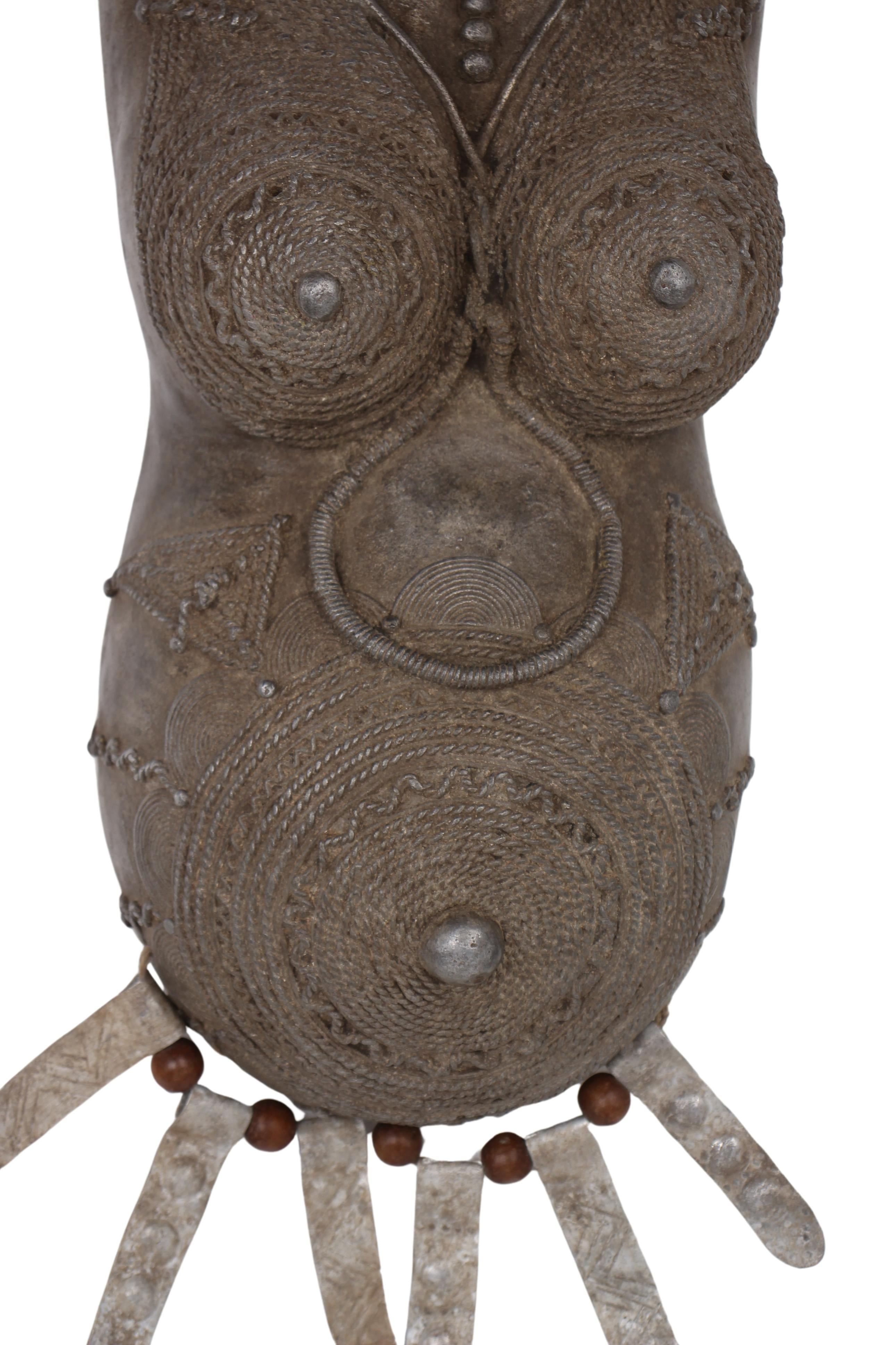 Bamileke Tribe Female Metal Body Mask ~18" Tall (New 2024) - West African Artifacts