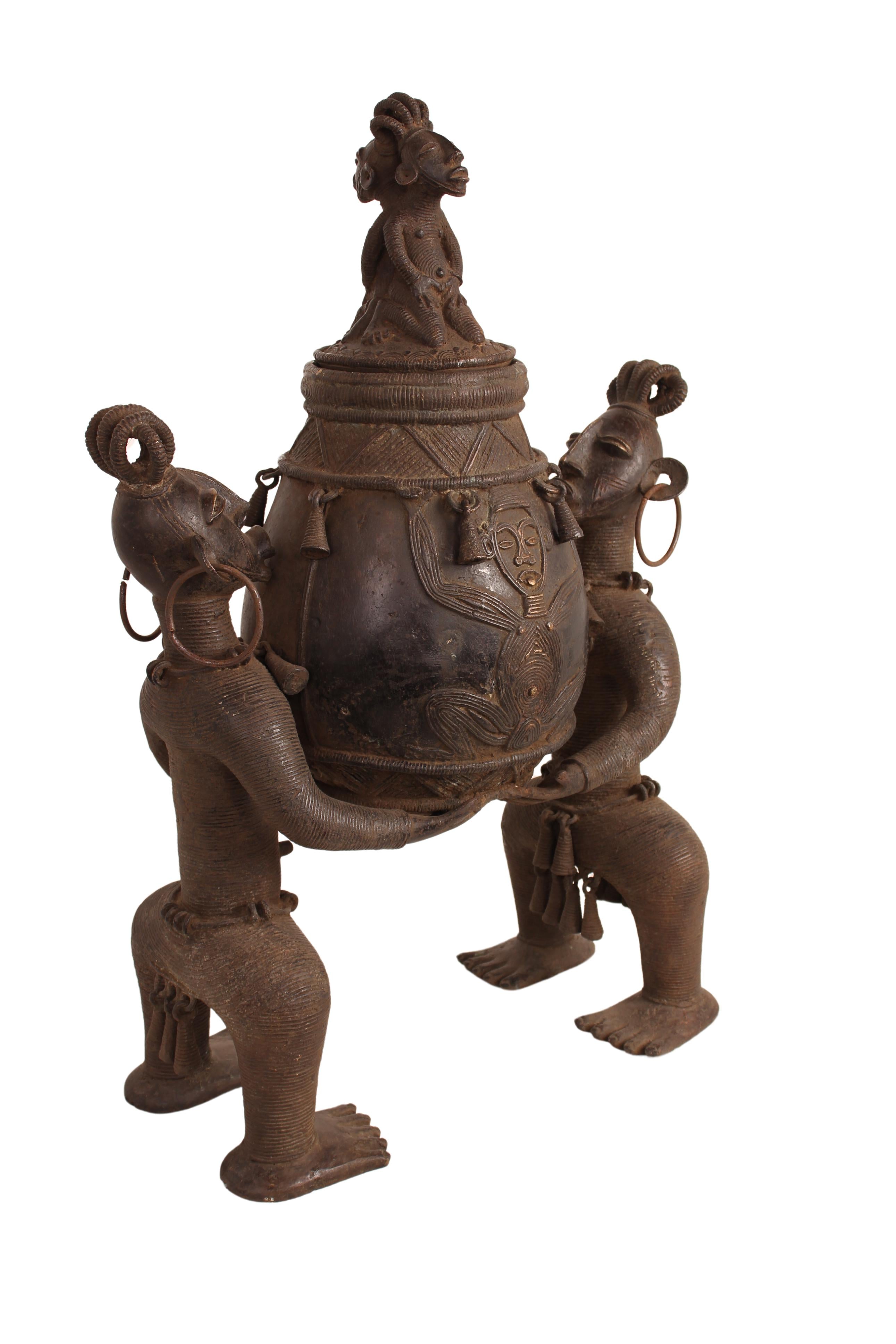 Sao/Kotoko Tribe Bronze Pot ~26" Tall (New 2024) - West African Artifacts