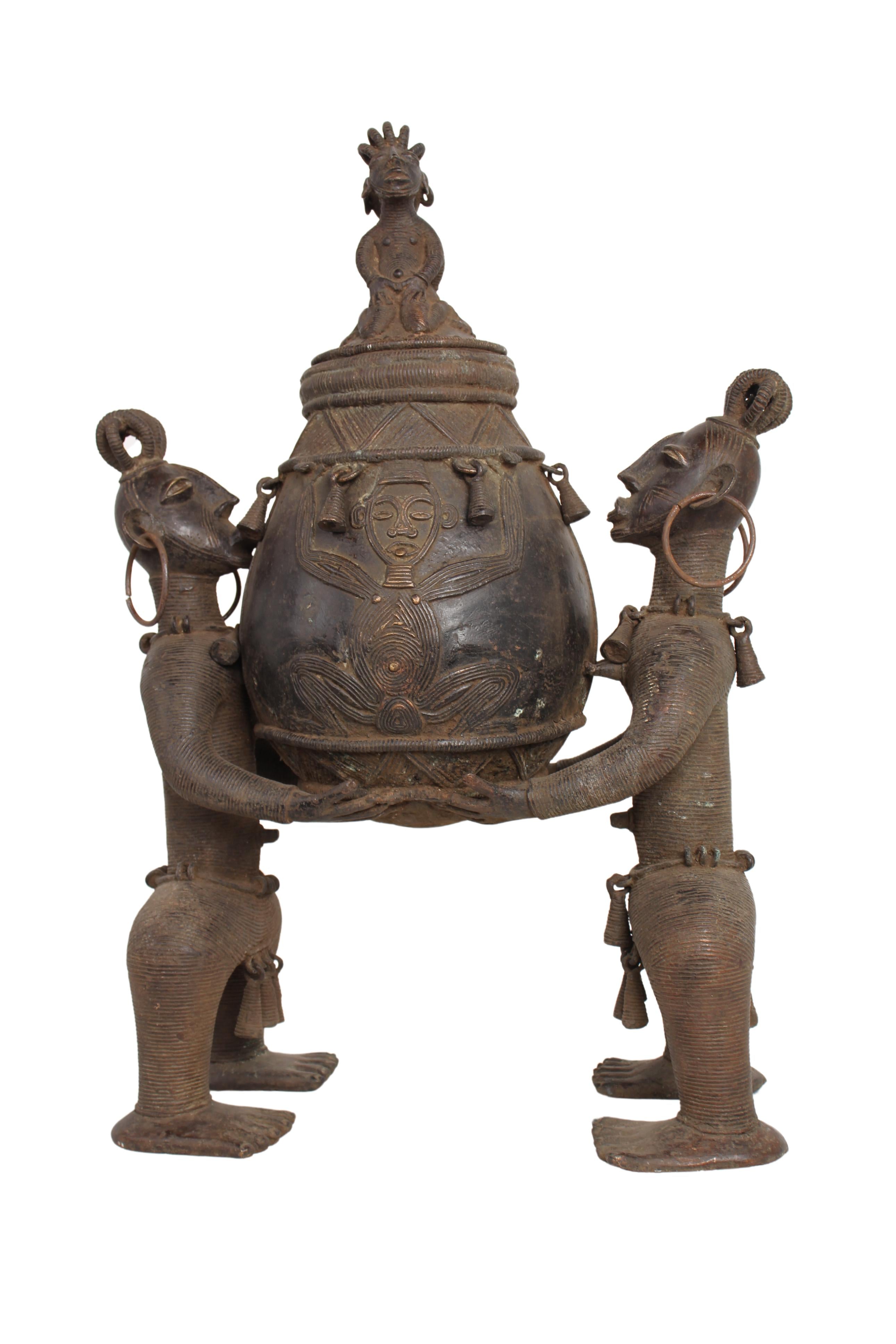 Sao/Kotoko Tribe Bronze Pot ~26" Tall (New 2024) - West African Artifacts