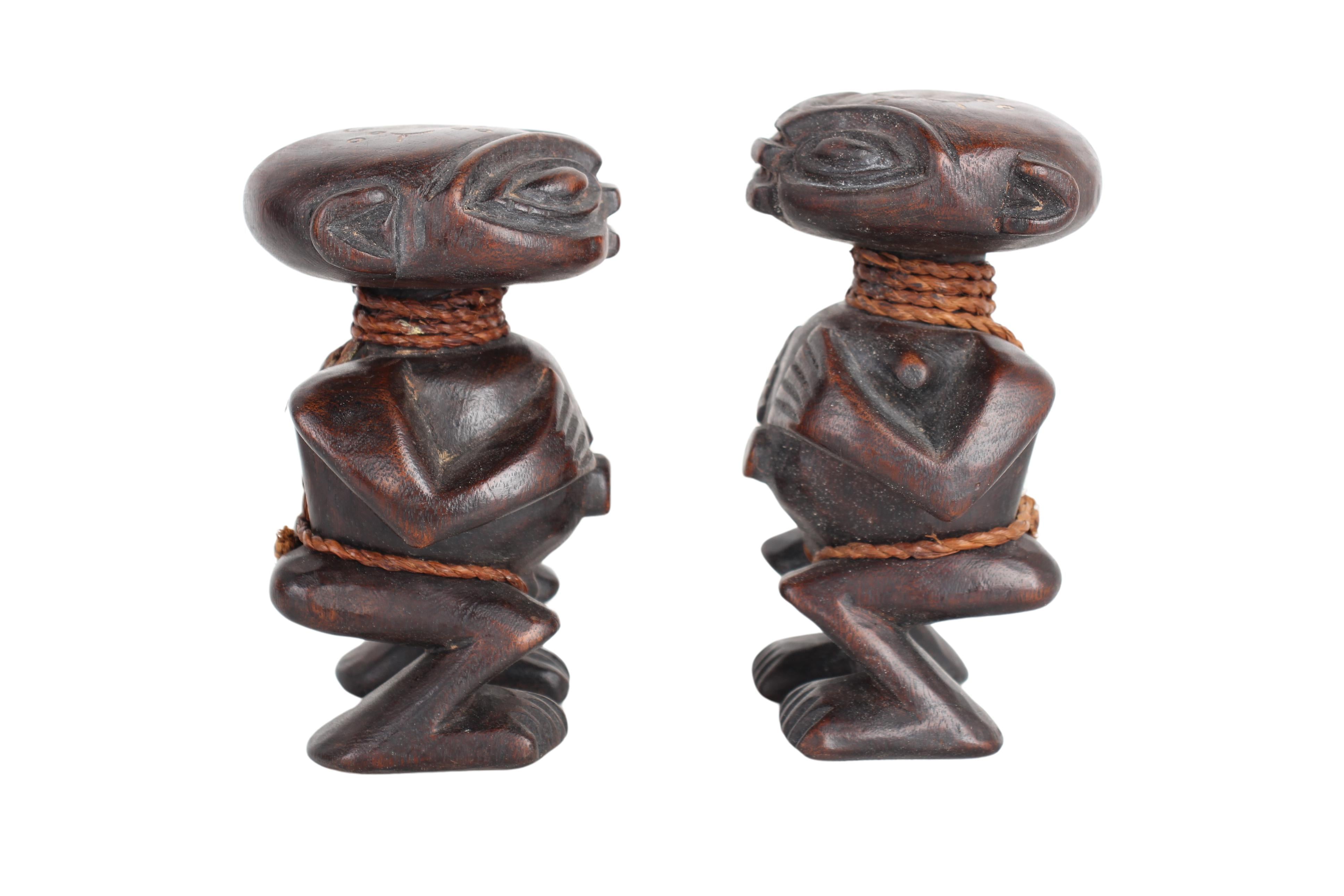 Pygmy Tribe Twa Couple Statues ~5.9" Tall (New 2024) - West African Artifacts