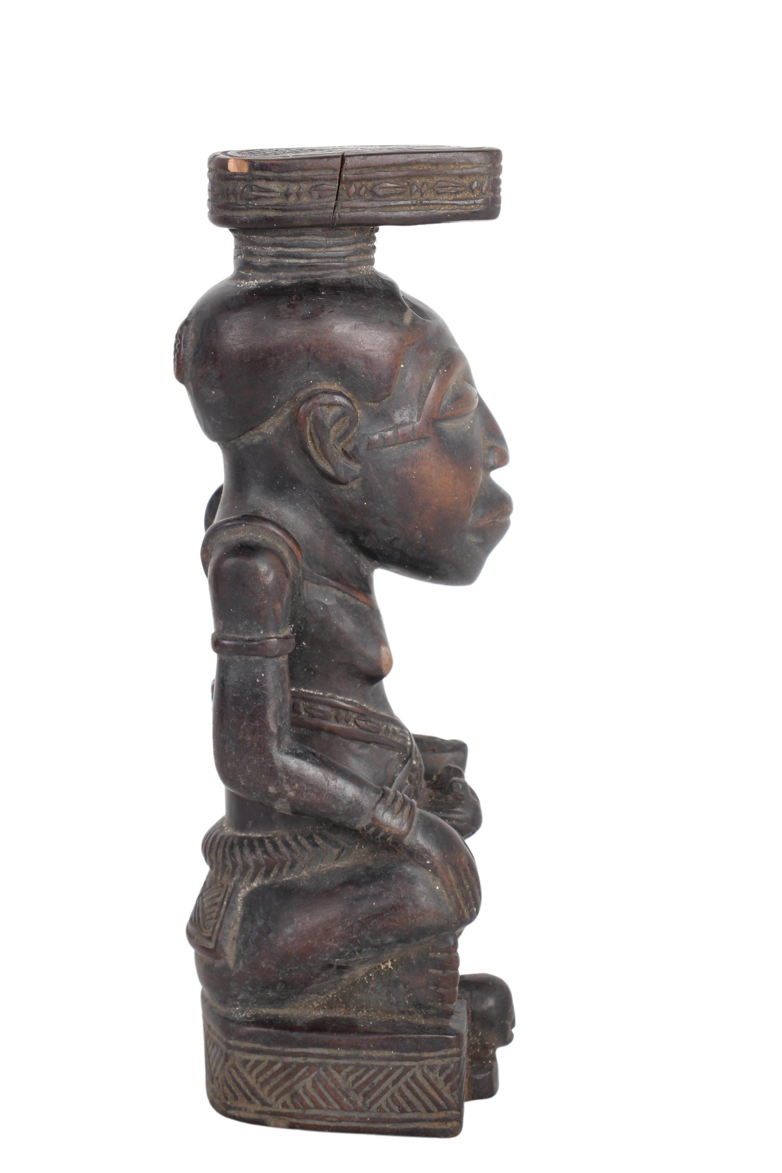 Luba/Baluba Tribe Male Figure ~10.3" Tall (New 2024) - West African Artifacts