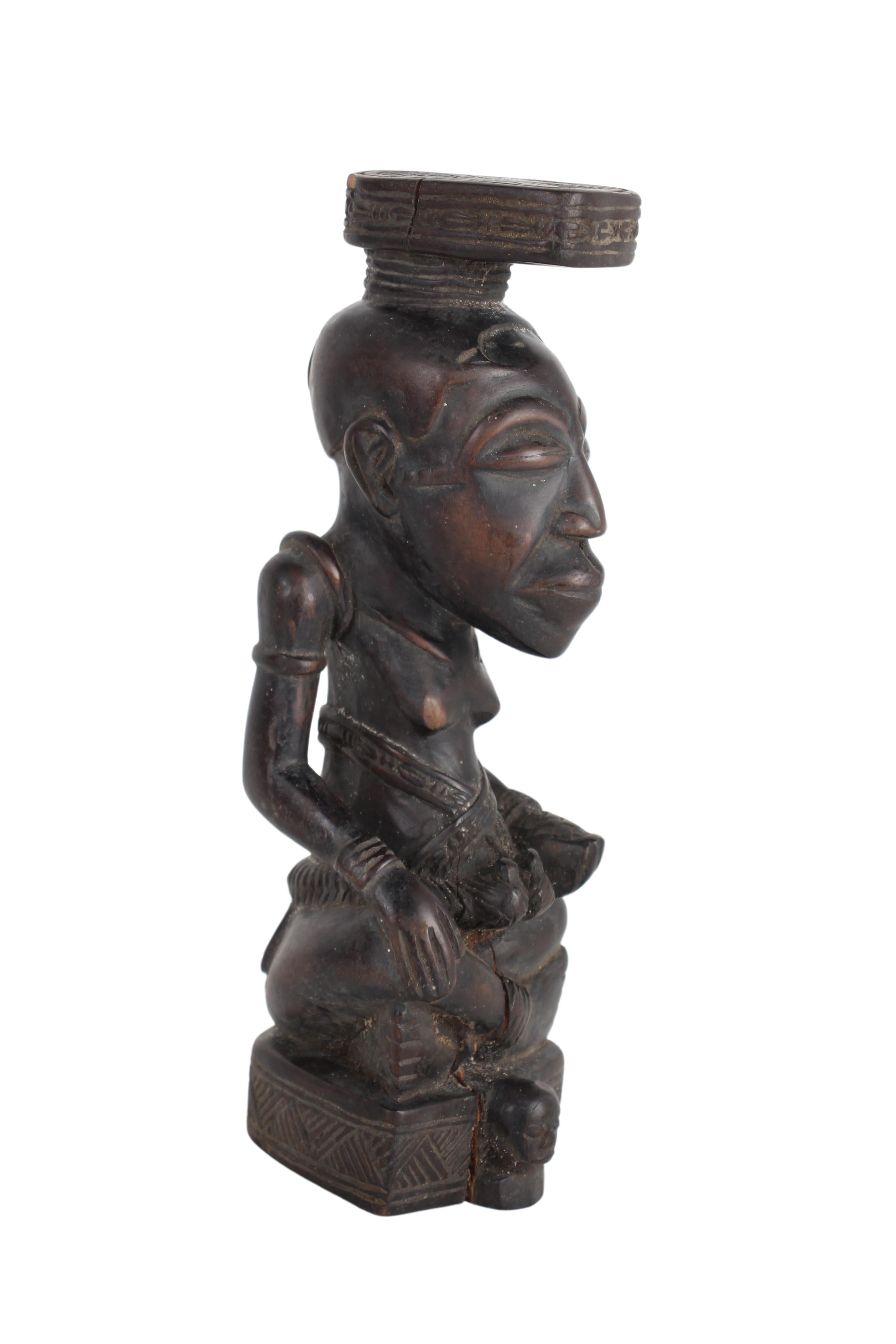 Luba/Baluba Tribe Male Figure ~10.3" Tall (New 2024) - West African Artifacts