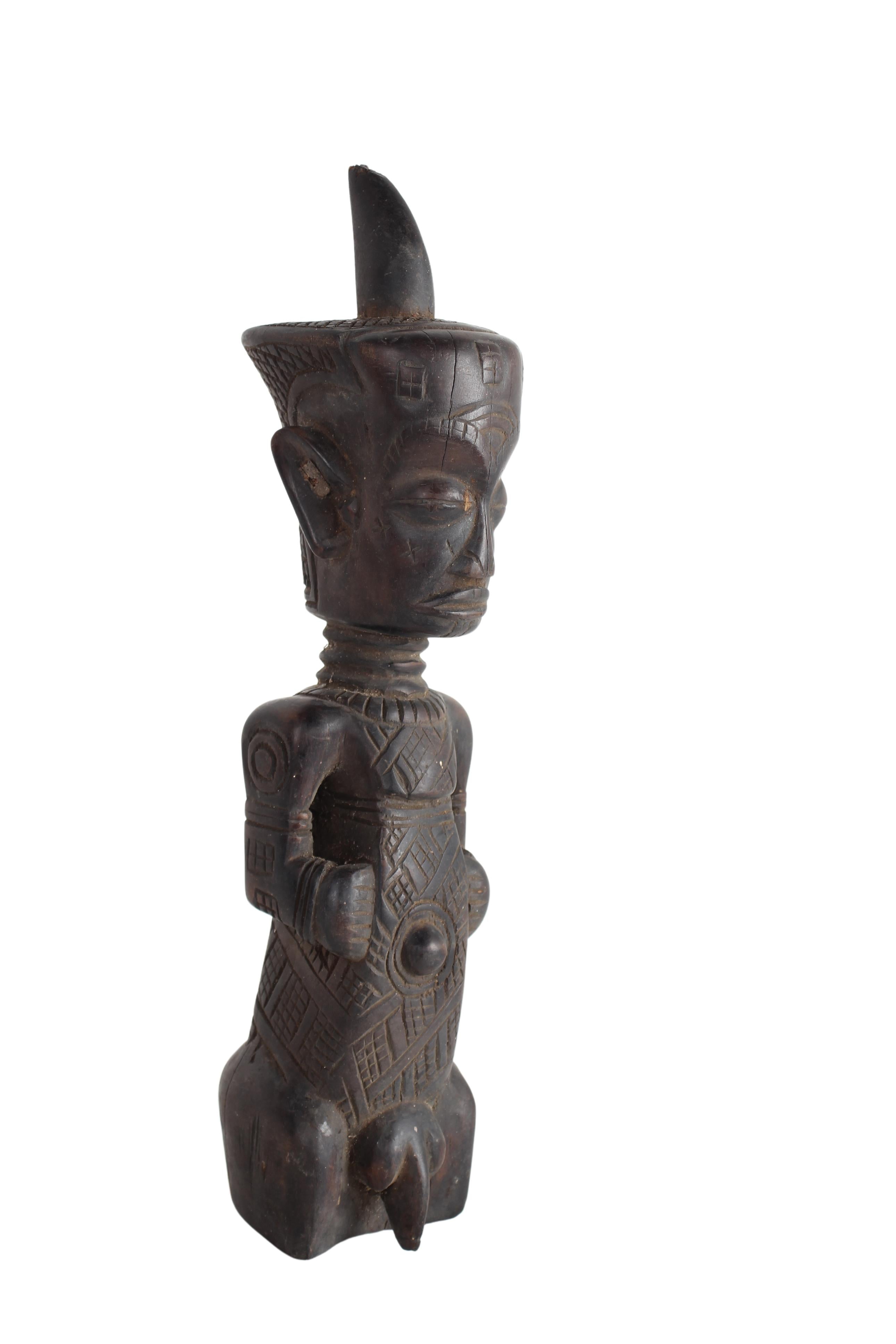 Chokwe Tribe Male Figure ~13.8" Tall (New 2024) - West African Artifacts