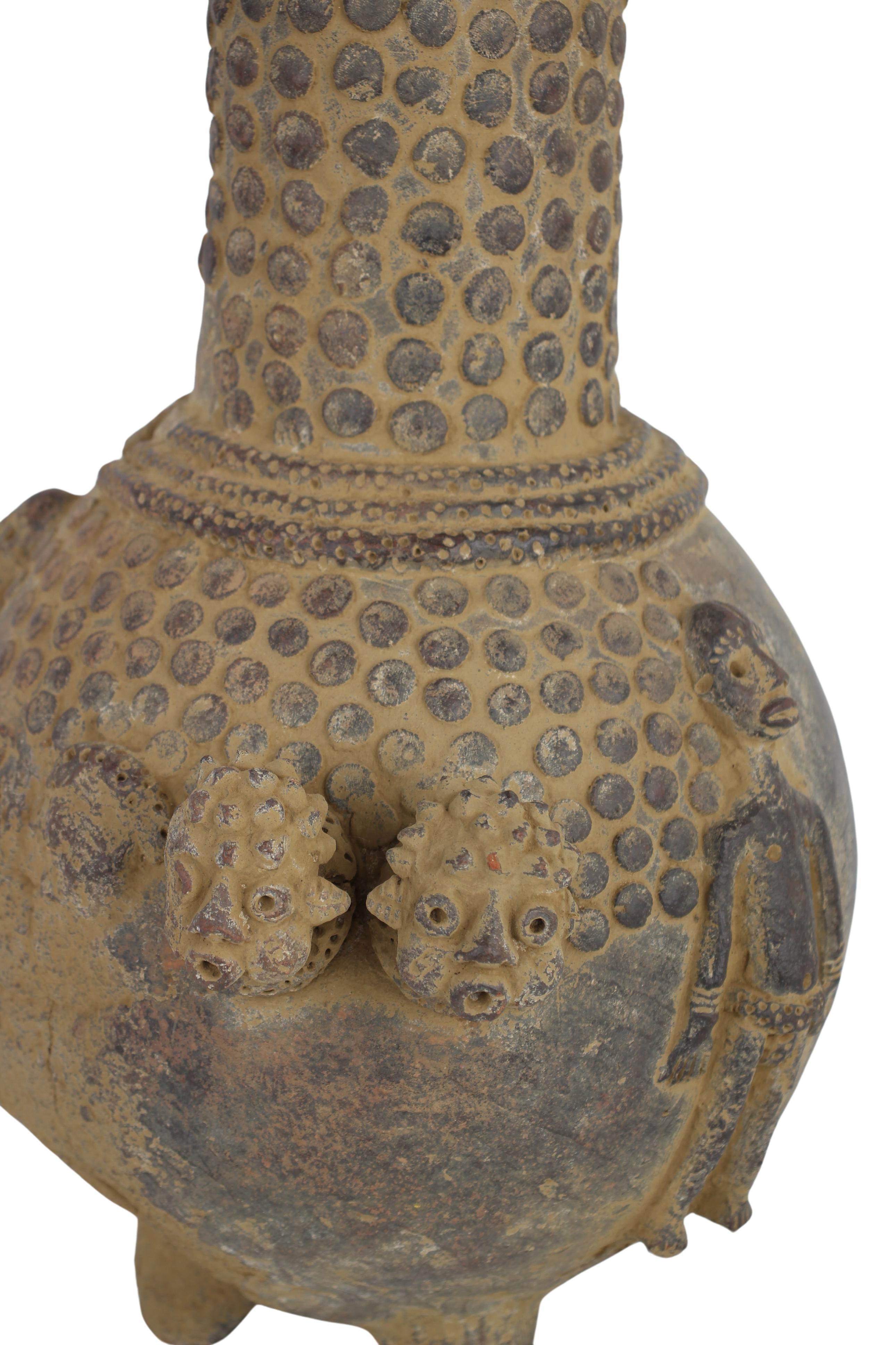 Mangbetu Tribe Terracotta Antique Pot ~21.3" Tall (New 2024)