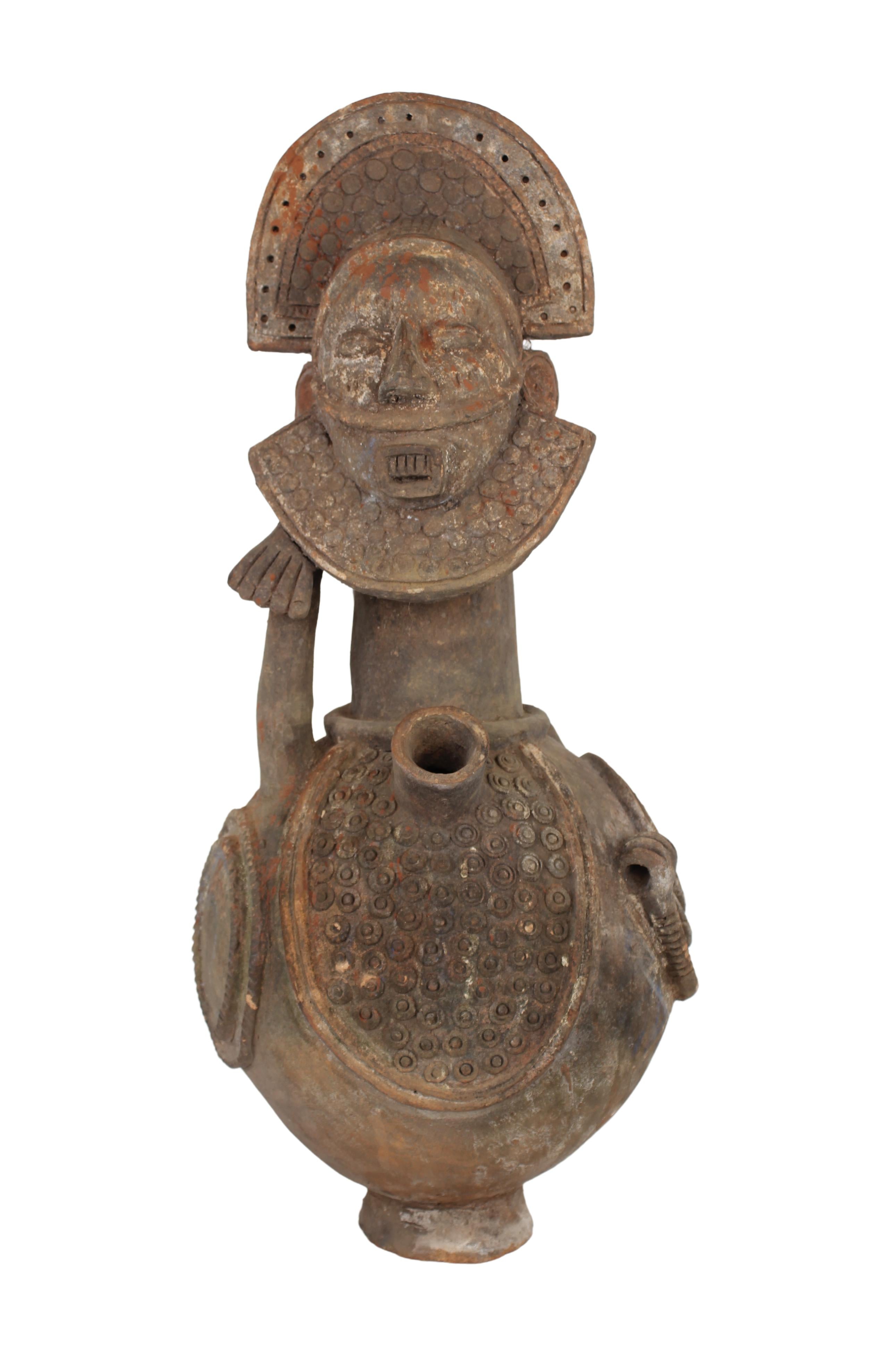 Mangbetu Tribe Terracotta Antique Pot ~28.3" Tall (New 2024)