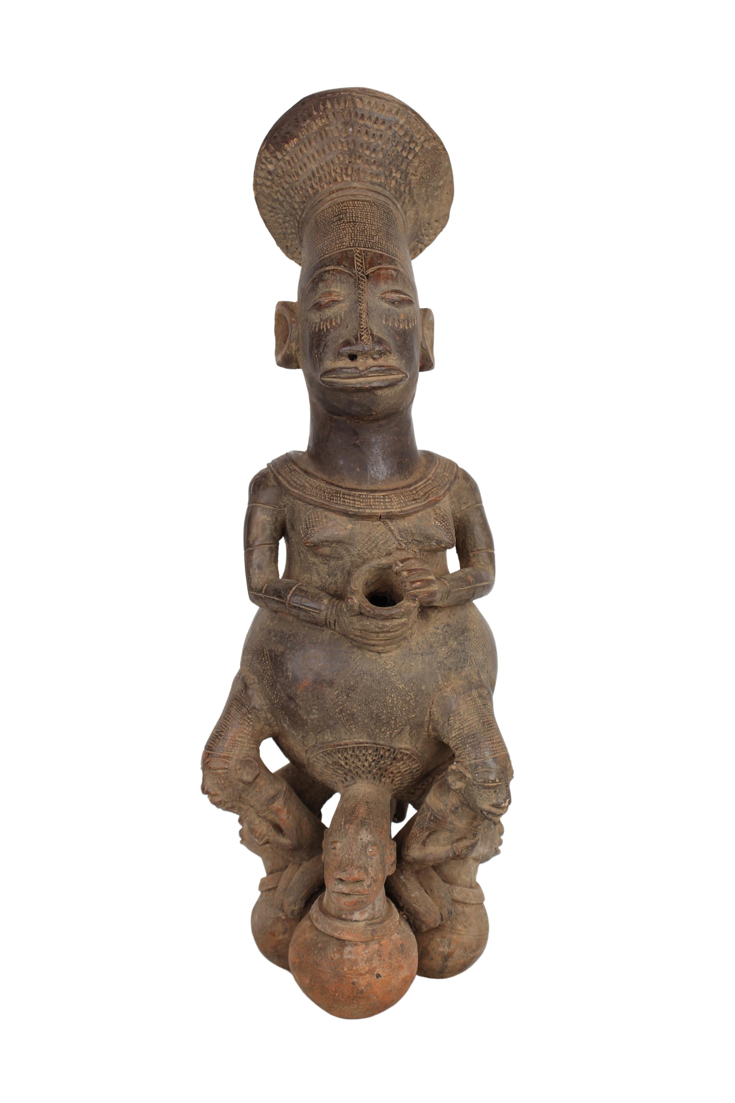 Mangbetu Tribe Terracotta Figures ~26.4" Tall (New 2024)