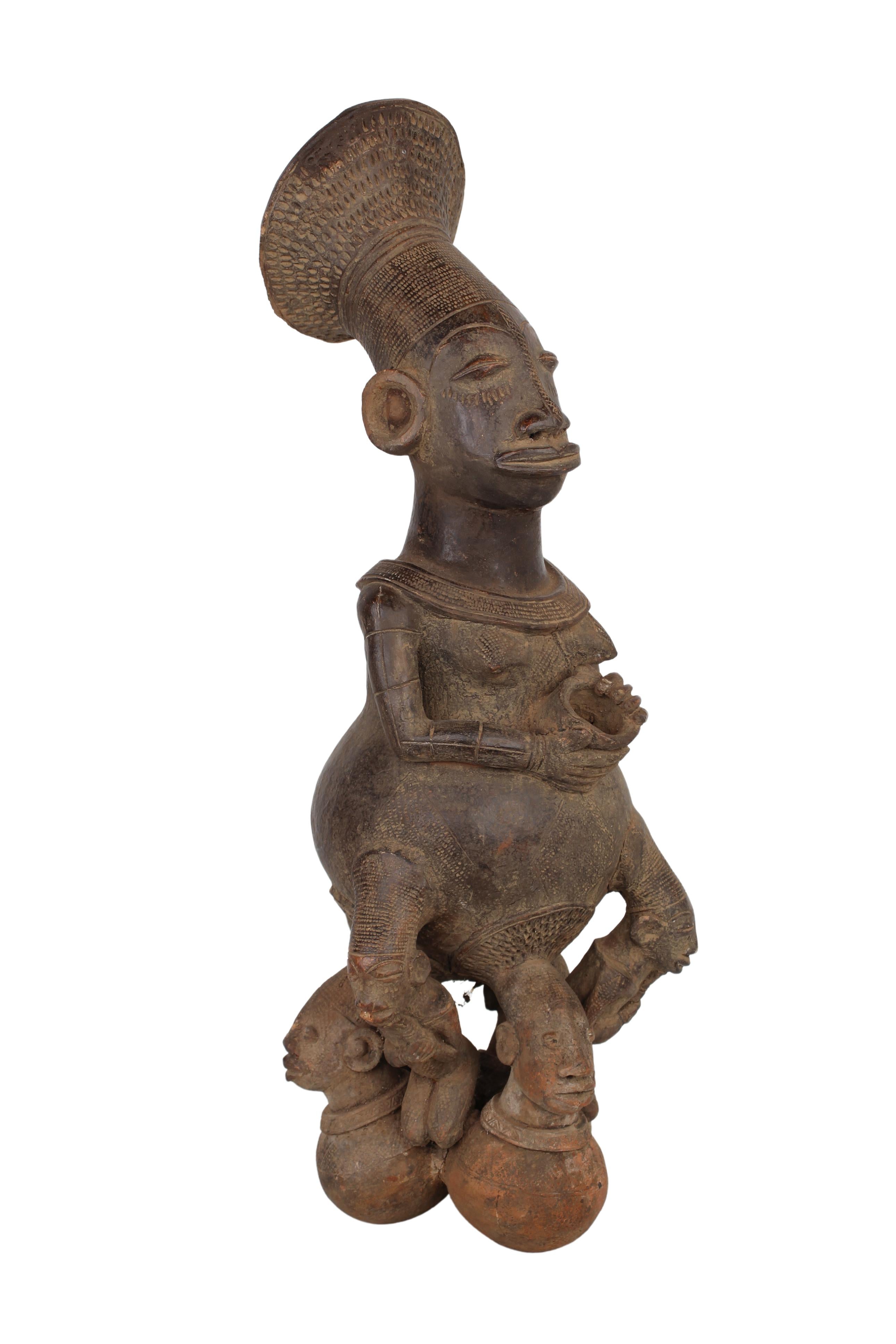 Mangbetu Tribe Terracotta Figures ~26.4" Tall (New 2024)