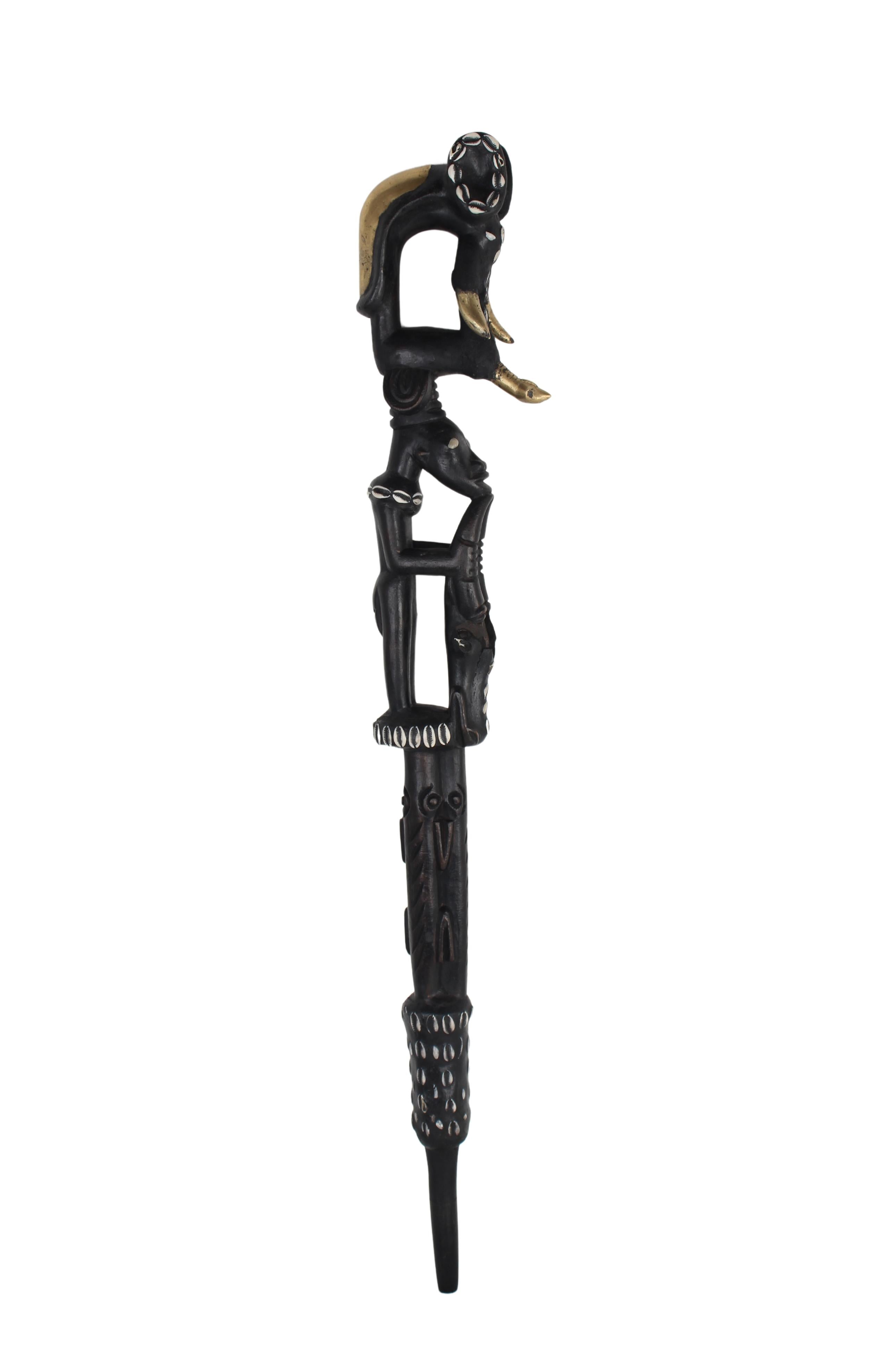 Bamileke Tribe Walking Stick ~40.6" Tall (New 2024) - West African Artifacts