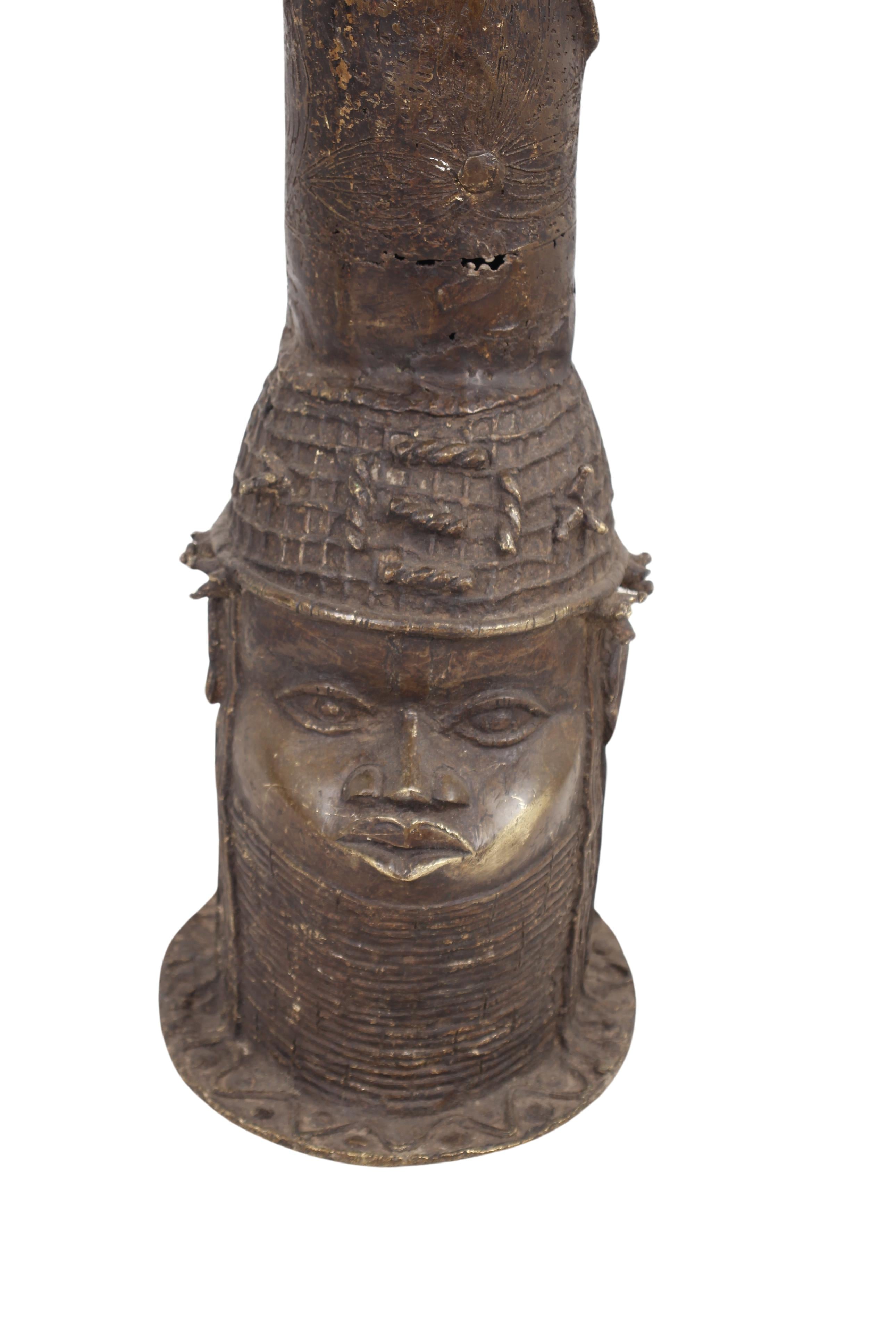 Edo Tribe Benin Bronze Fetish Altar Tusks ~41.3" Tall (New 2024)