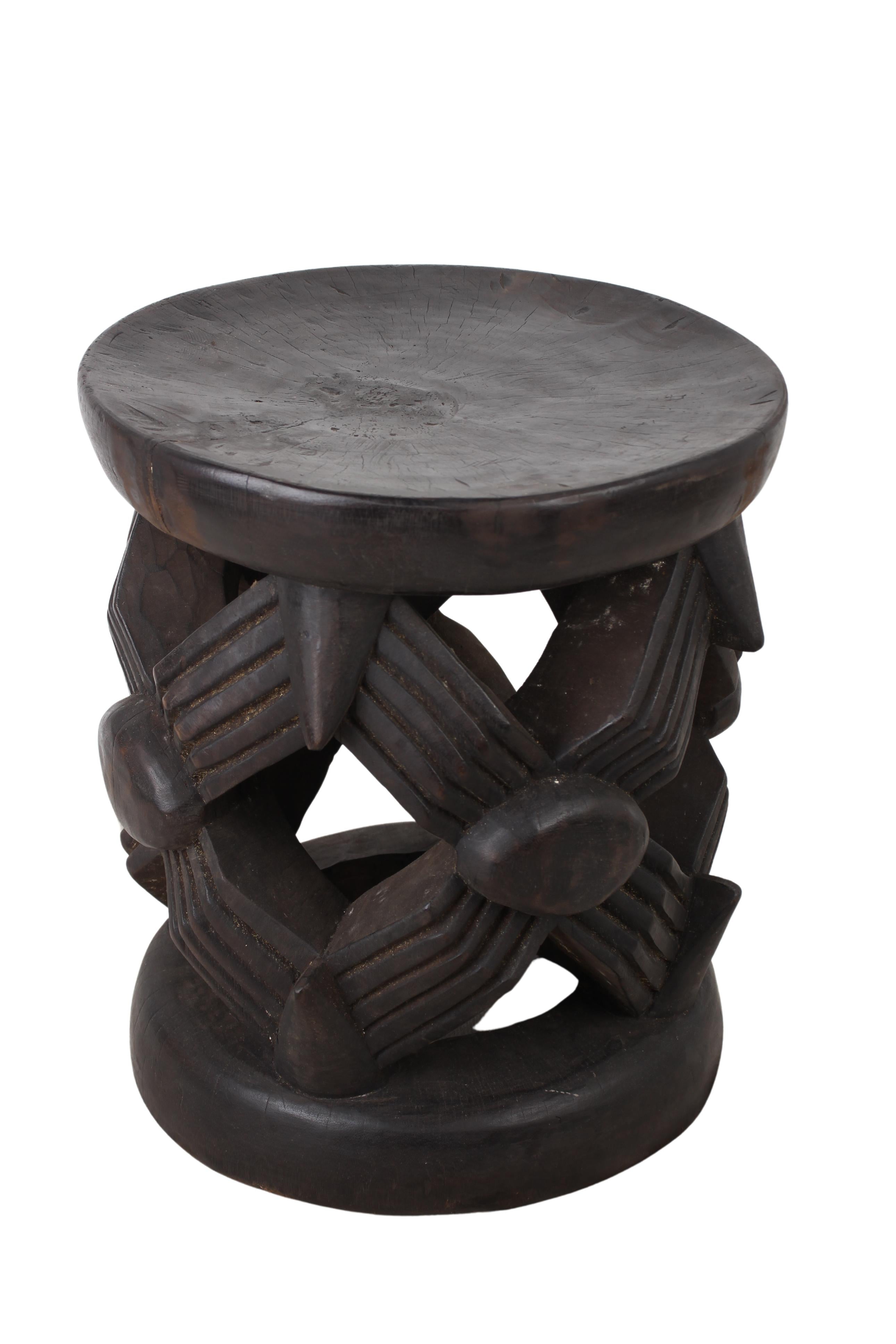 Bamileke Tribe Wooden Stool ~18.5" Tall (New 2024) - West African Artifacts