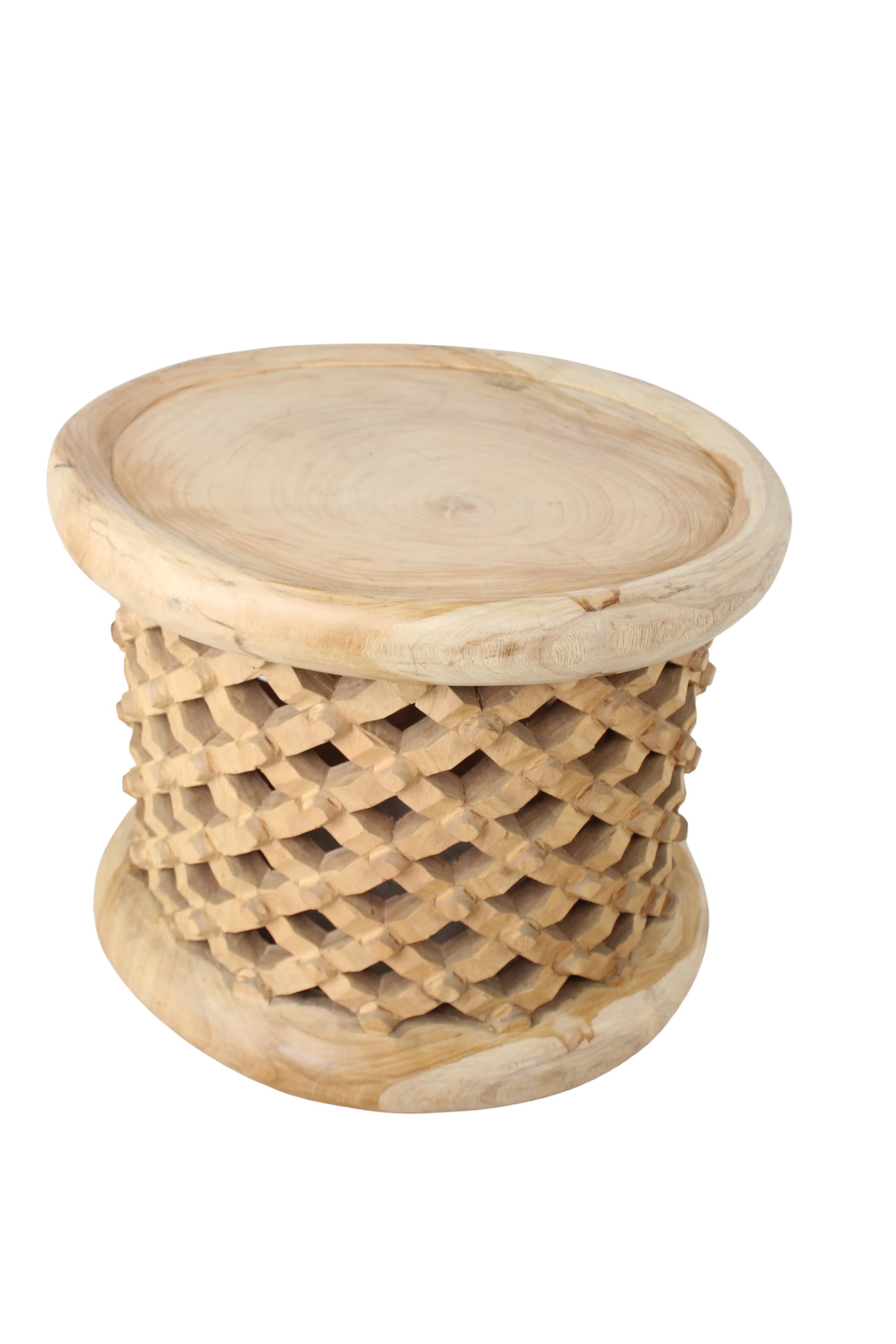 Bamileke Tribe Wooden Stool ~16.1" Tall (New 2024)