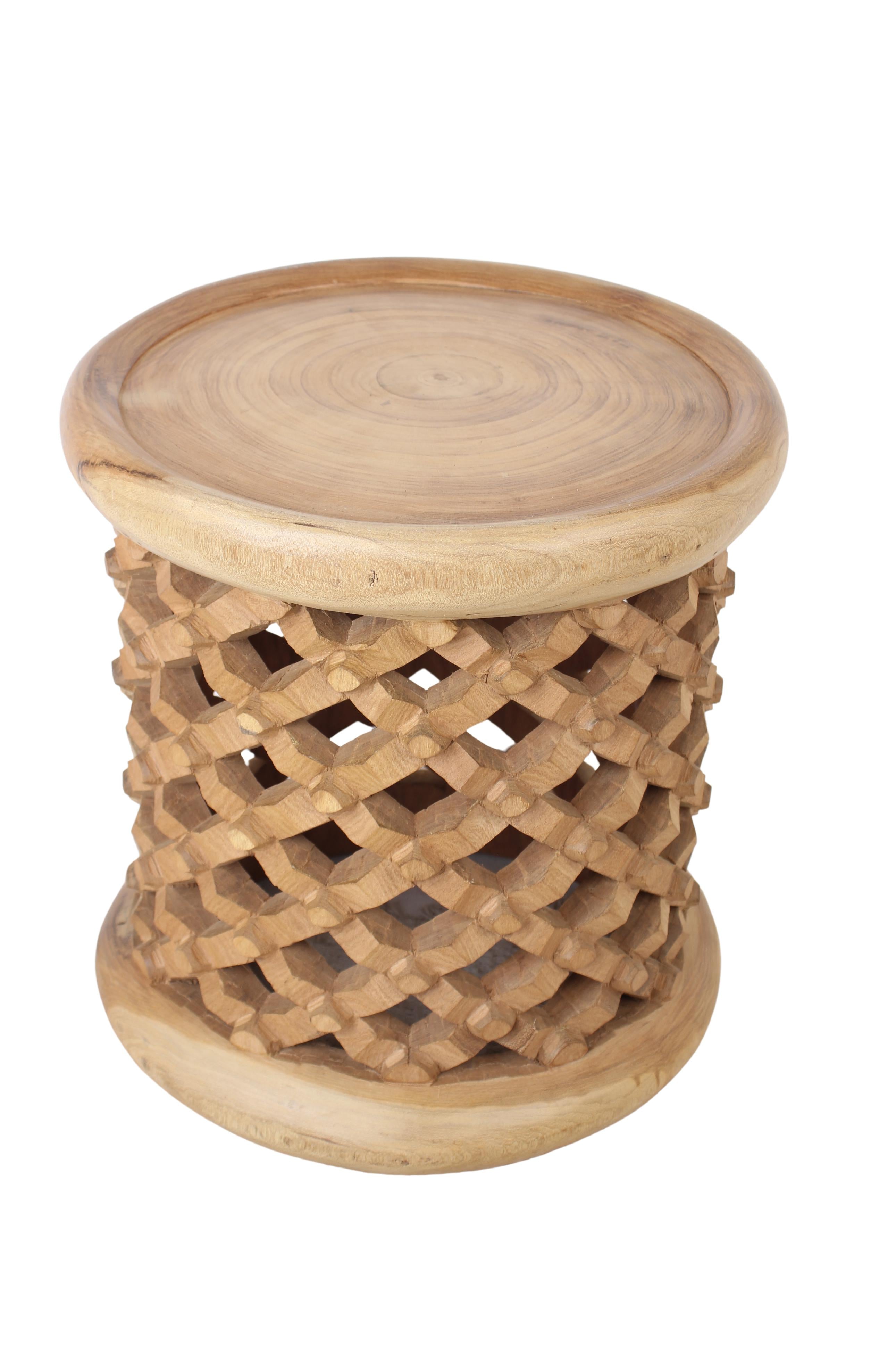 Bamileke Tribe Wooden Stool ~15.7" Tall (New 2024)