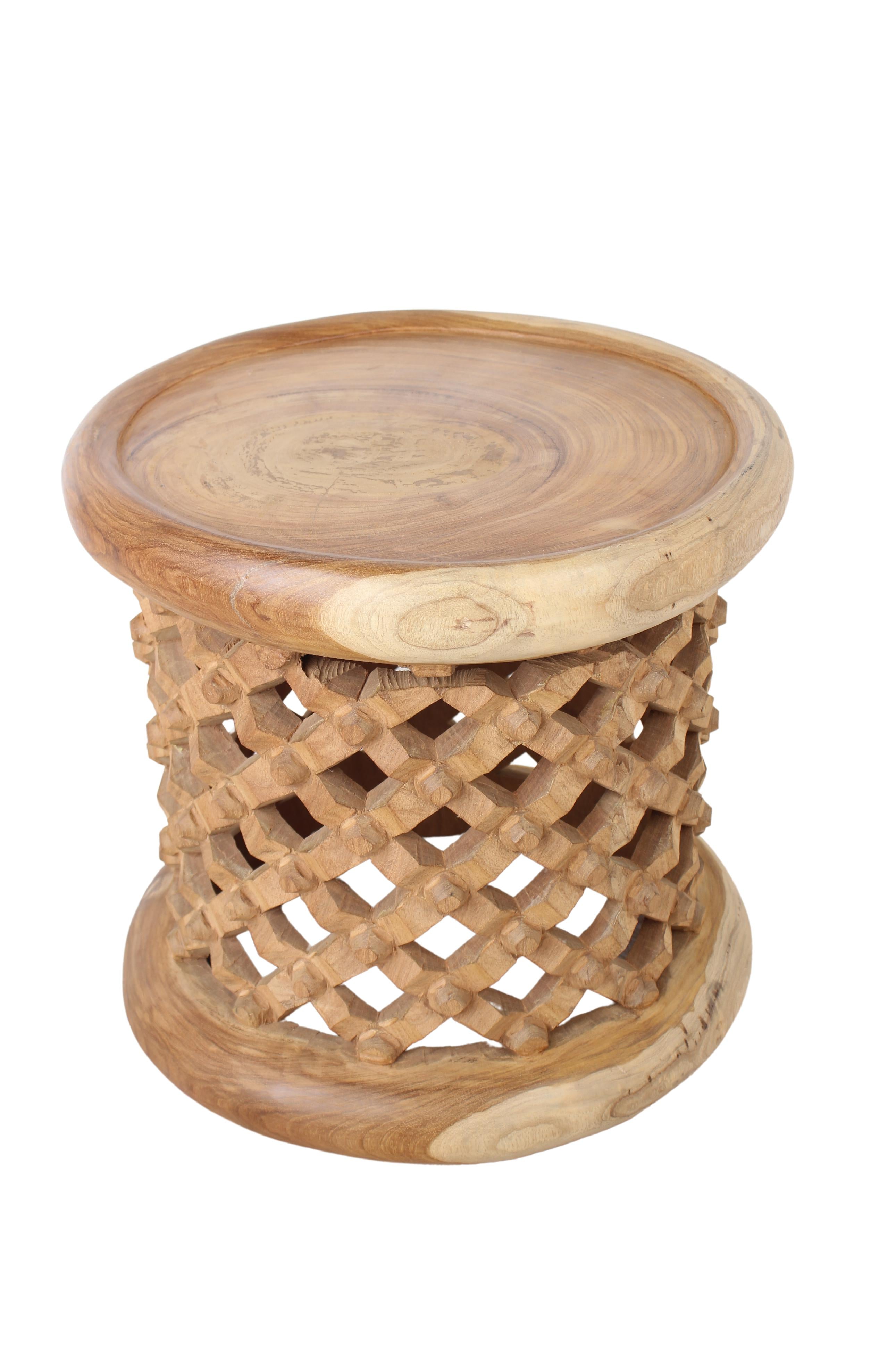 Bamileke Tribe Wooden Stool ~16.1" Tall (New 2024)