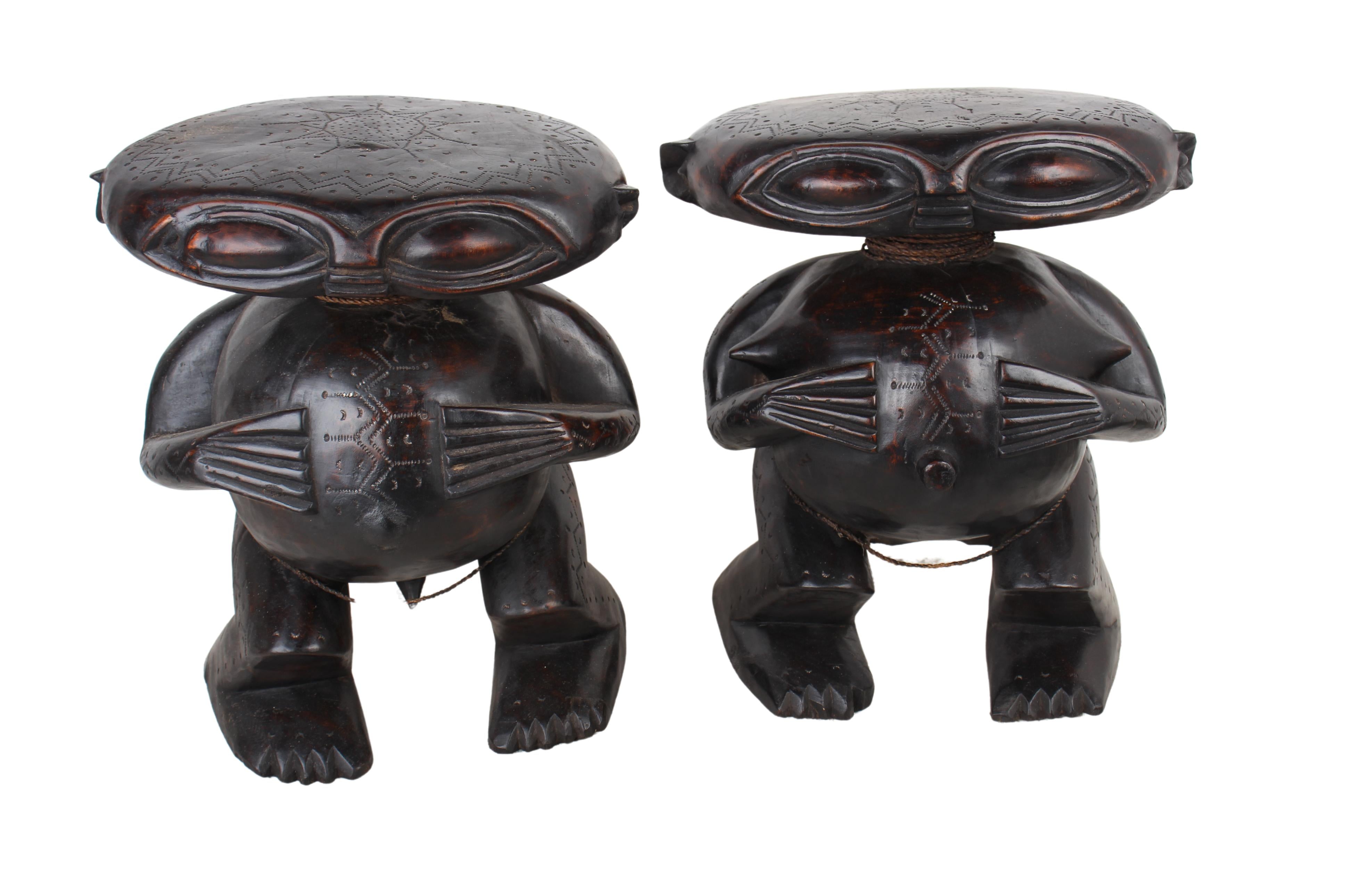 Pygmy Tribe Twa Couple Statues ~19.3" Tall (New 2024)