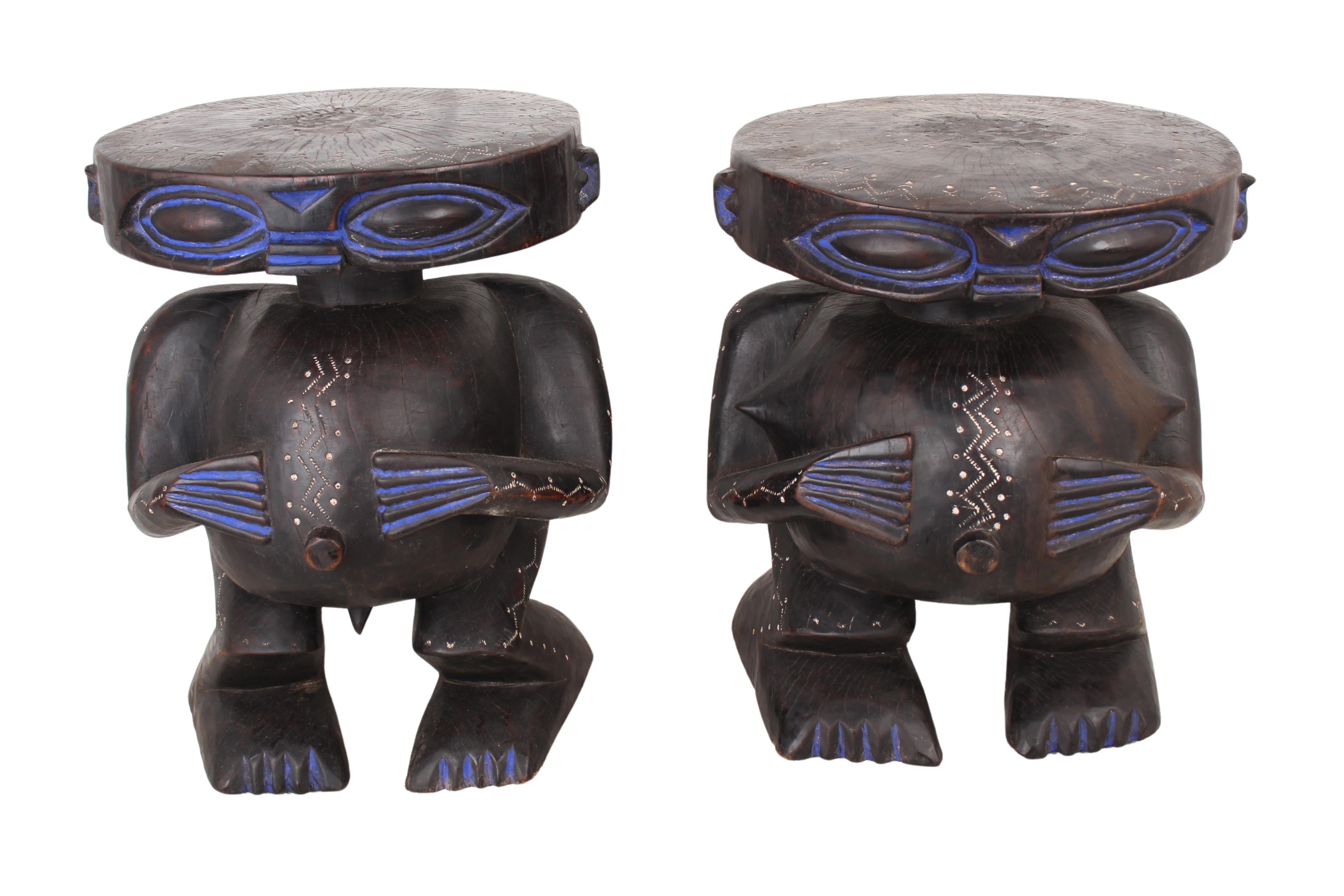 Pygmy Tribe Twa Couple Statues ~19.5" Tall (New 2024)