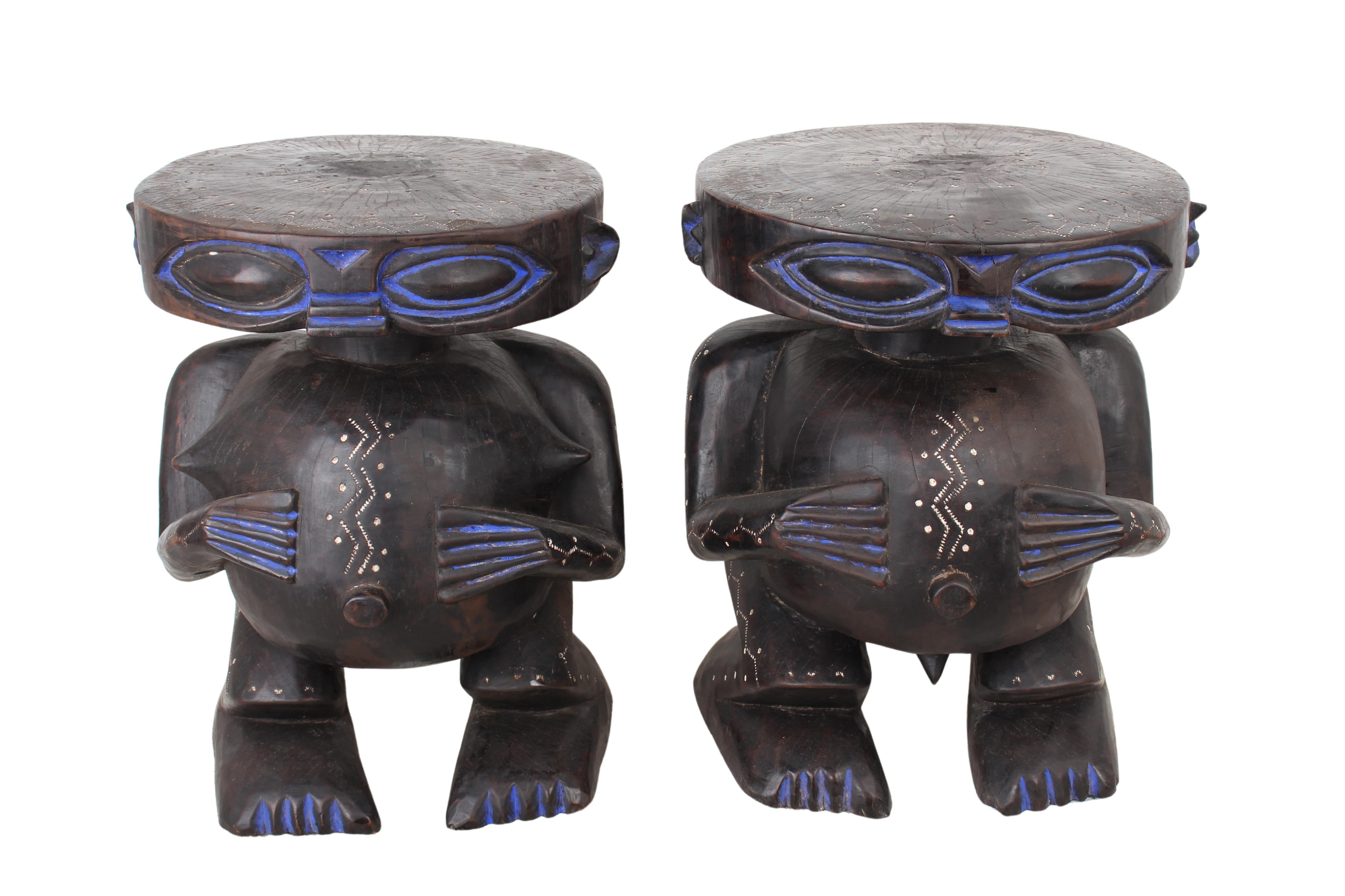 Pygmy Tribe Twa Couple Statues ~20.5" Tall (New 2024)