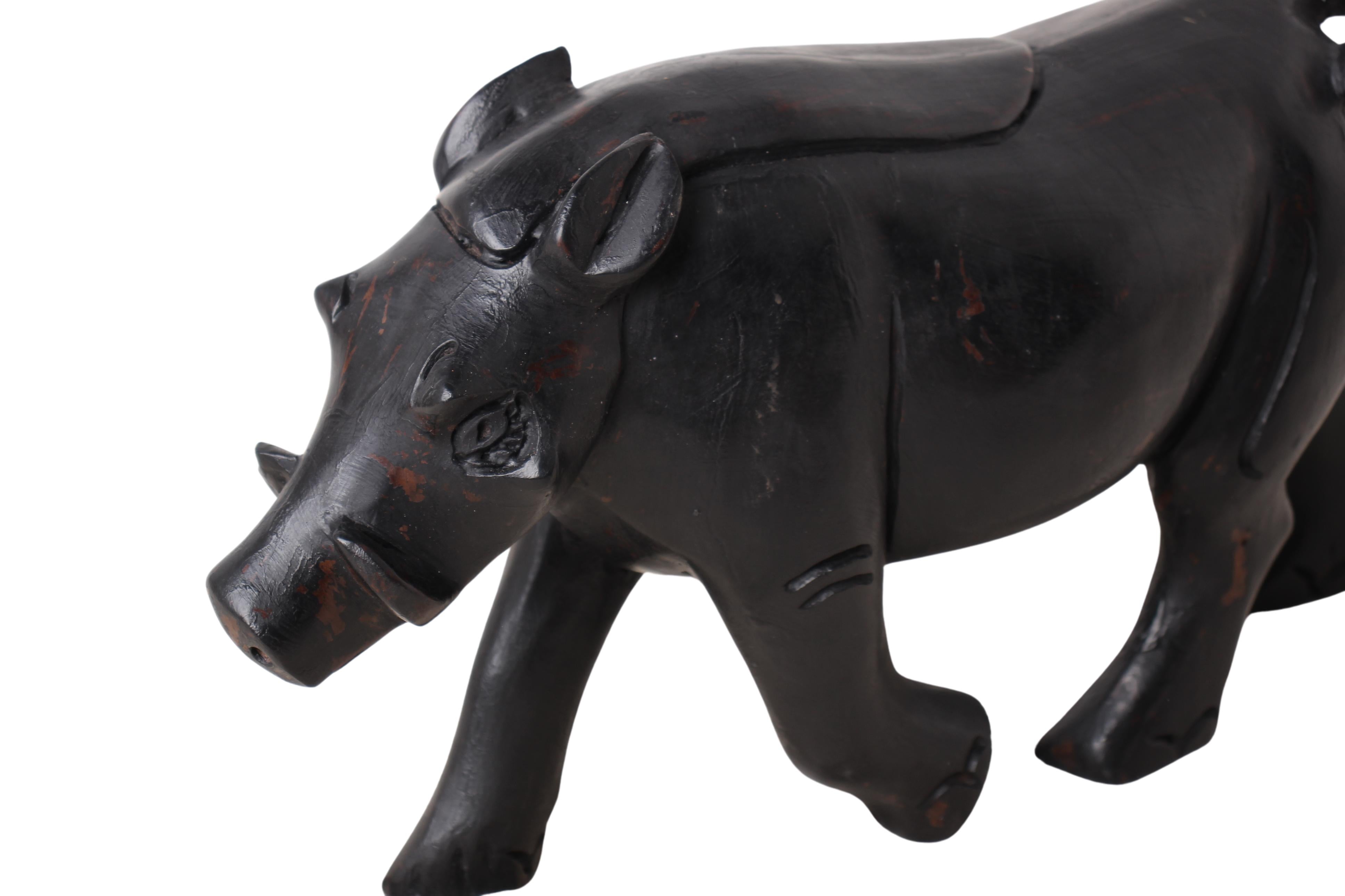 Chichewa Tribe Wooden Warthog ~9.1" Tall (New 2024) - Wooden and Basket Artifacts