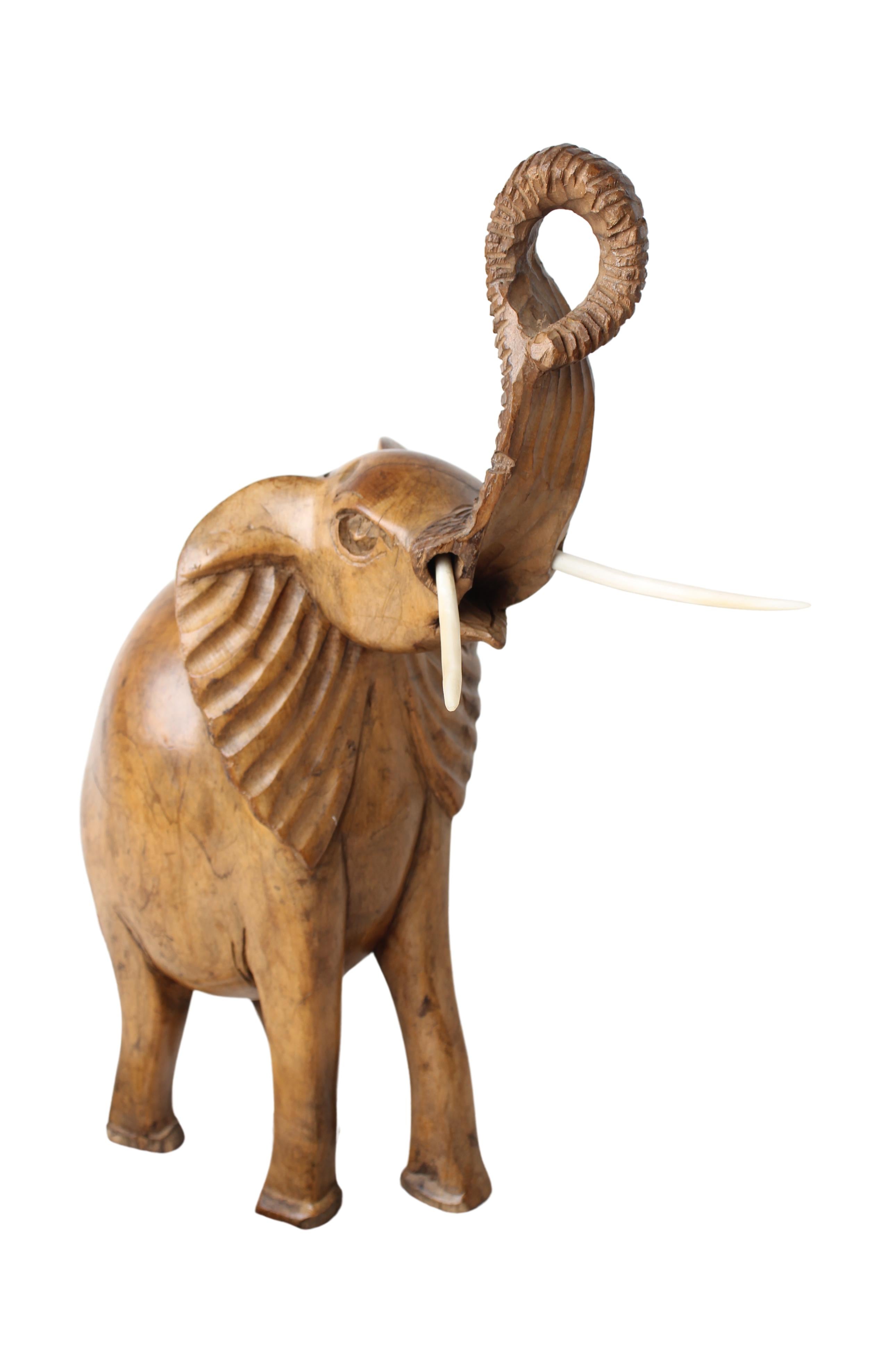 Chichewa Tribe Wooden Elephant ~26.8" Tall (New 2024) - Wooden and Basket Artifacts