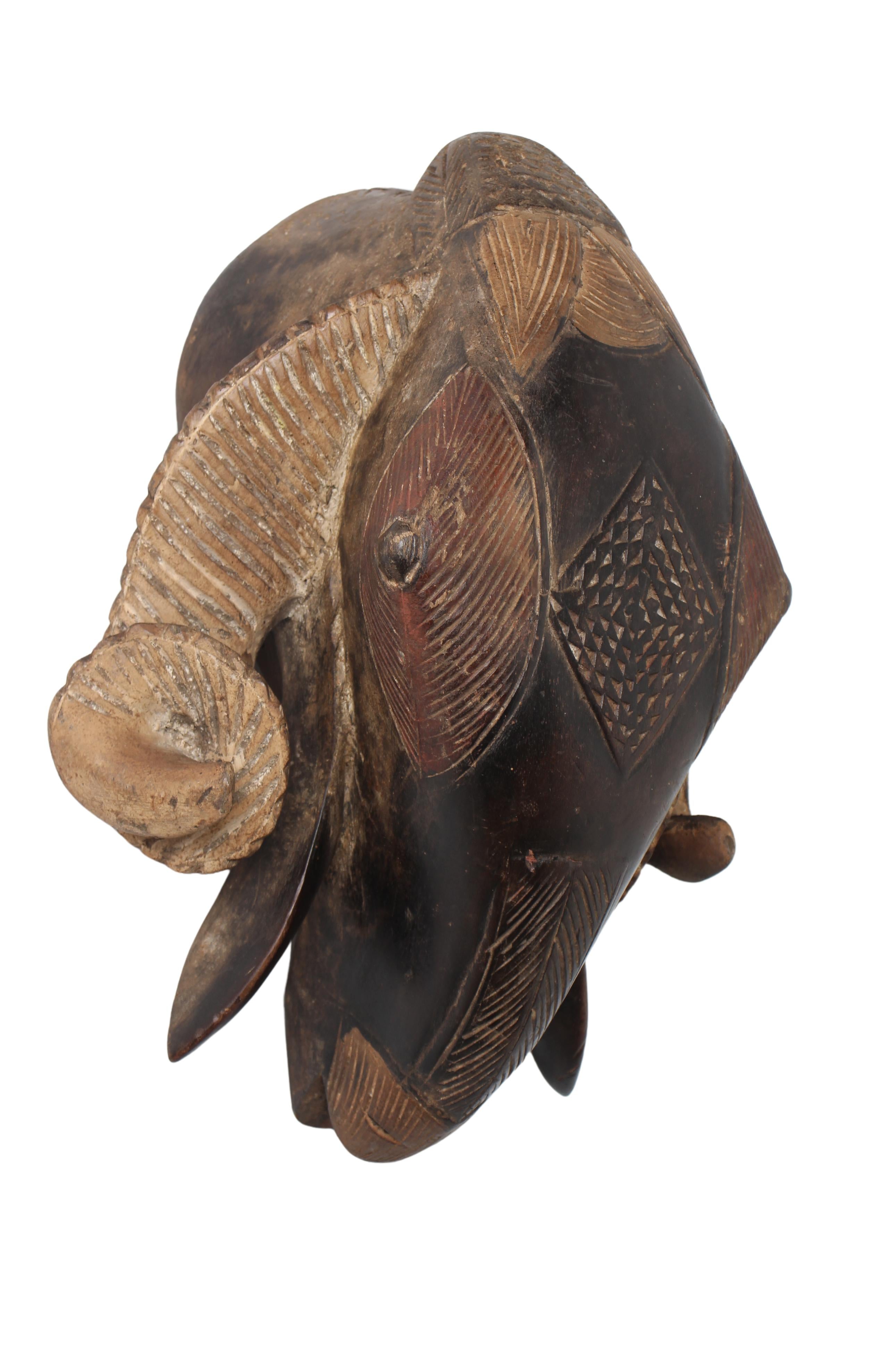 Baule Tribe Ram Mask ~17.7" Tall (New 2024)