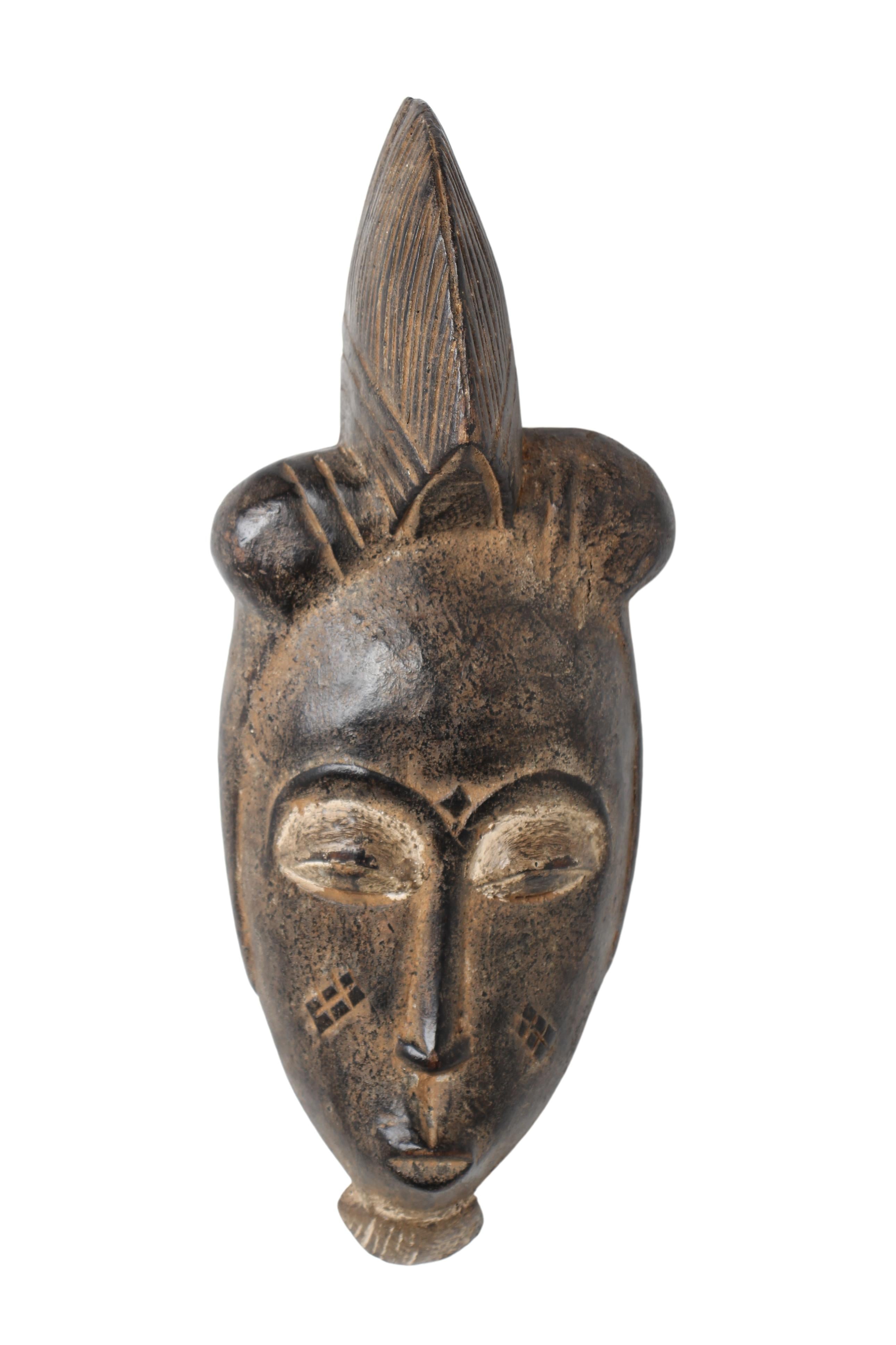 Baule Tribe Kpan Mask ~15" Tall (New 2024) - West African Artifacts