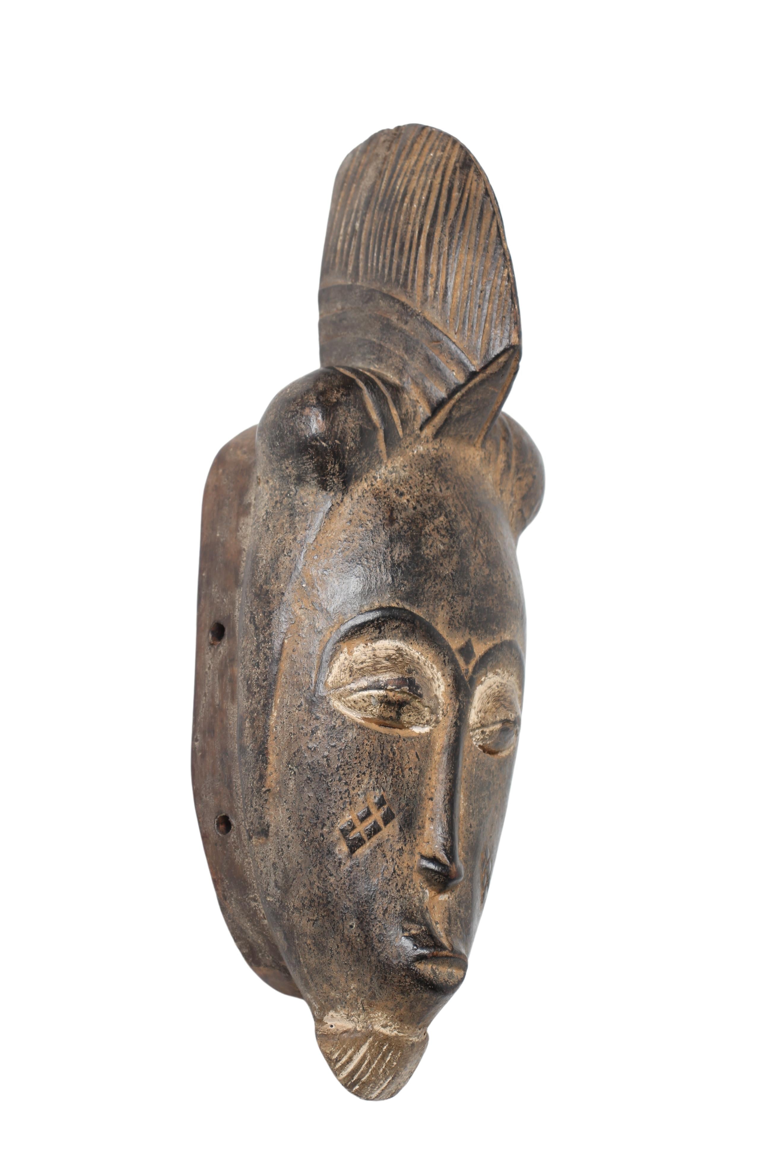 Baule Tribe Kpan Mask ~15" Tall (New 2024) - West African Artifacts